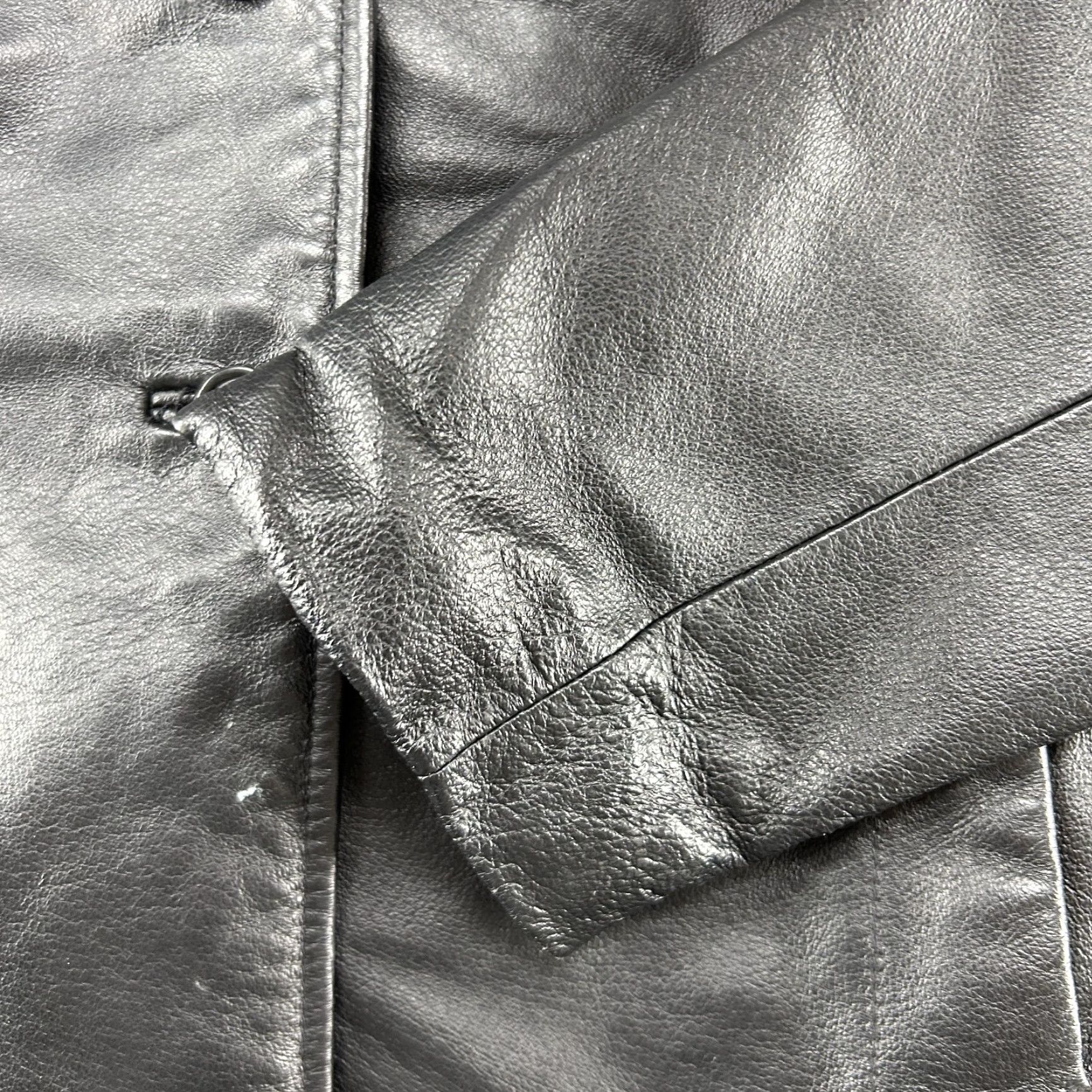 Vintage VINTAGE Colebrook Jacket Womens S Black Leather Bomber Zipper Motorcycle Biker Full Zip Winter Spring Fall Size S / US 4 / IT 40 - 3 Thumbnail