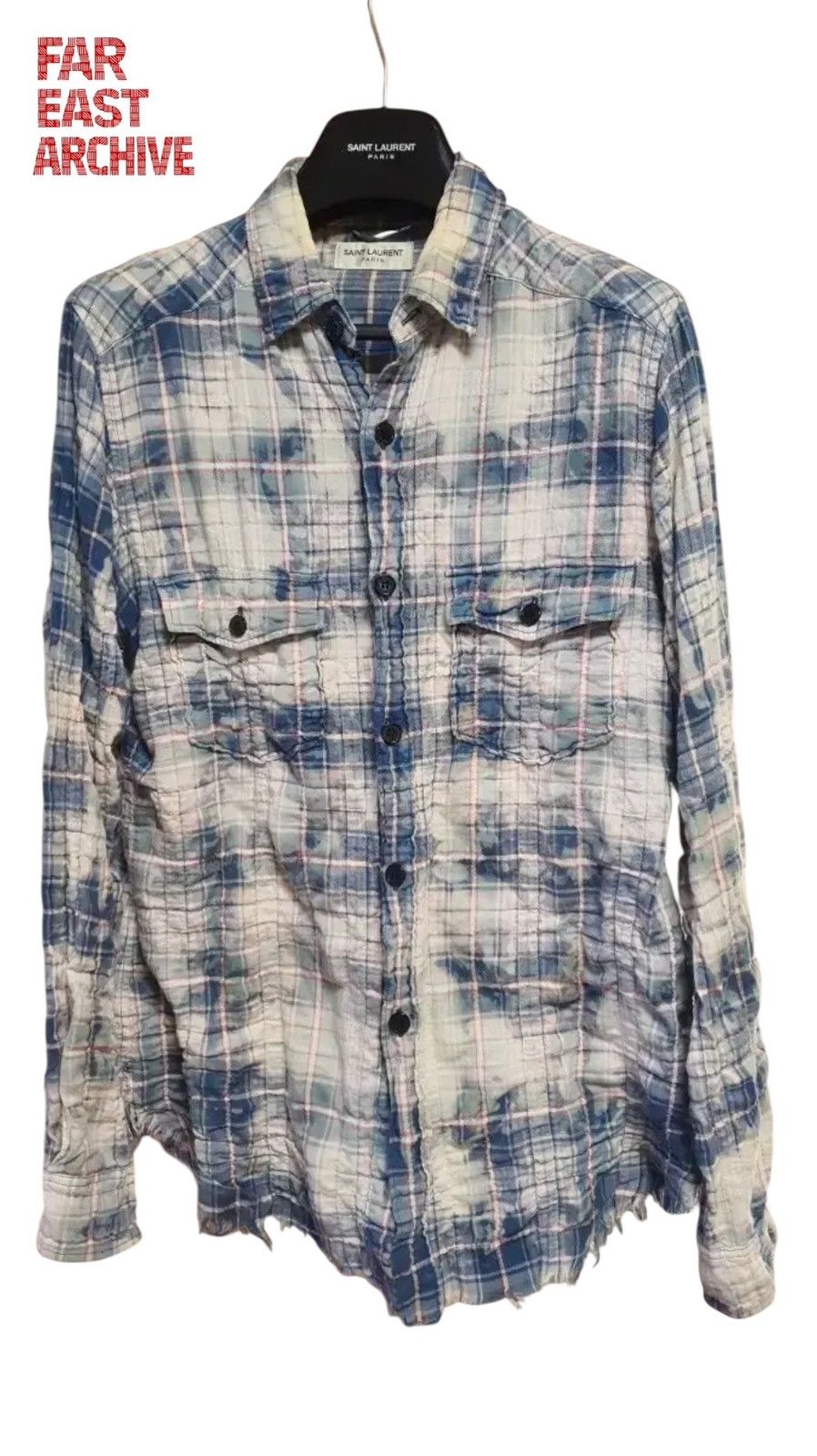Saint Laurent Paris Saint Laurent SS16 Hedi Slimane Bleached Flannel Shirts Size US M / EU 48-50 / 2 - 1 Thumbnail