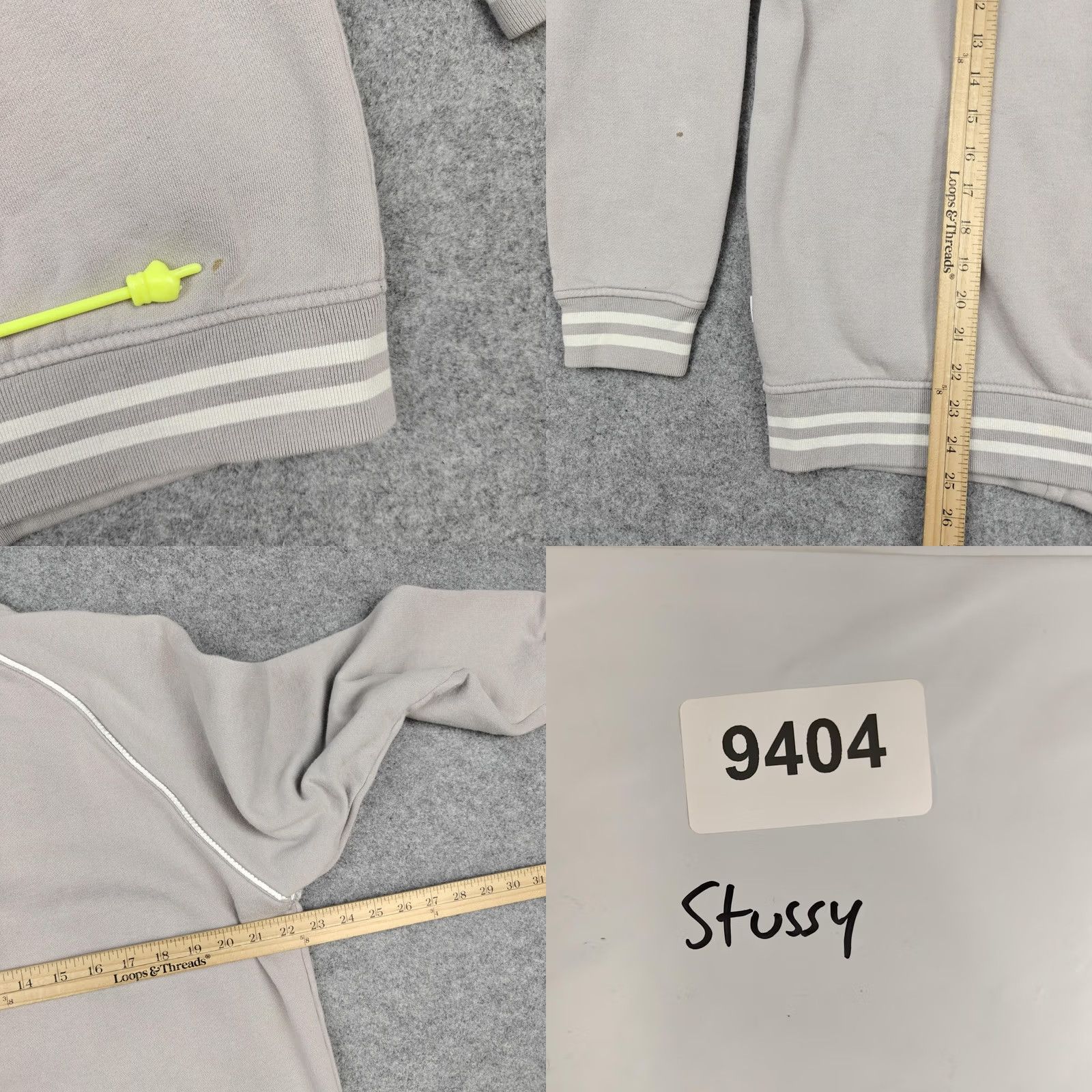 Logo 7 Stussy Jacket Mens Large Gray Fleece Varsity Snap Front Logo Pockets Striped Size US L / EU 52-54 / 3 - 9 Thumbnail