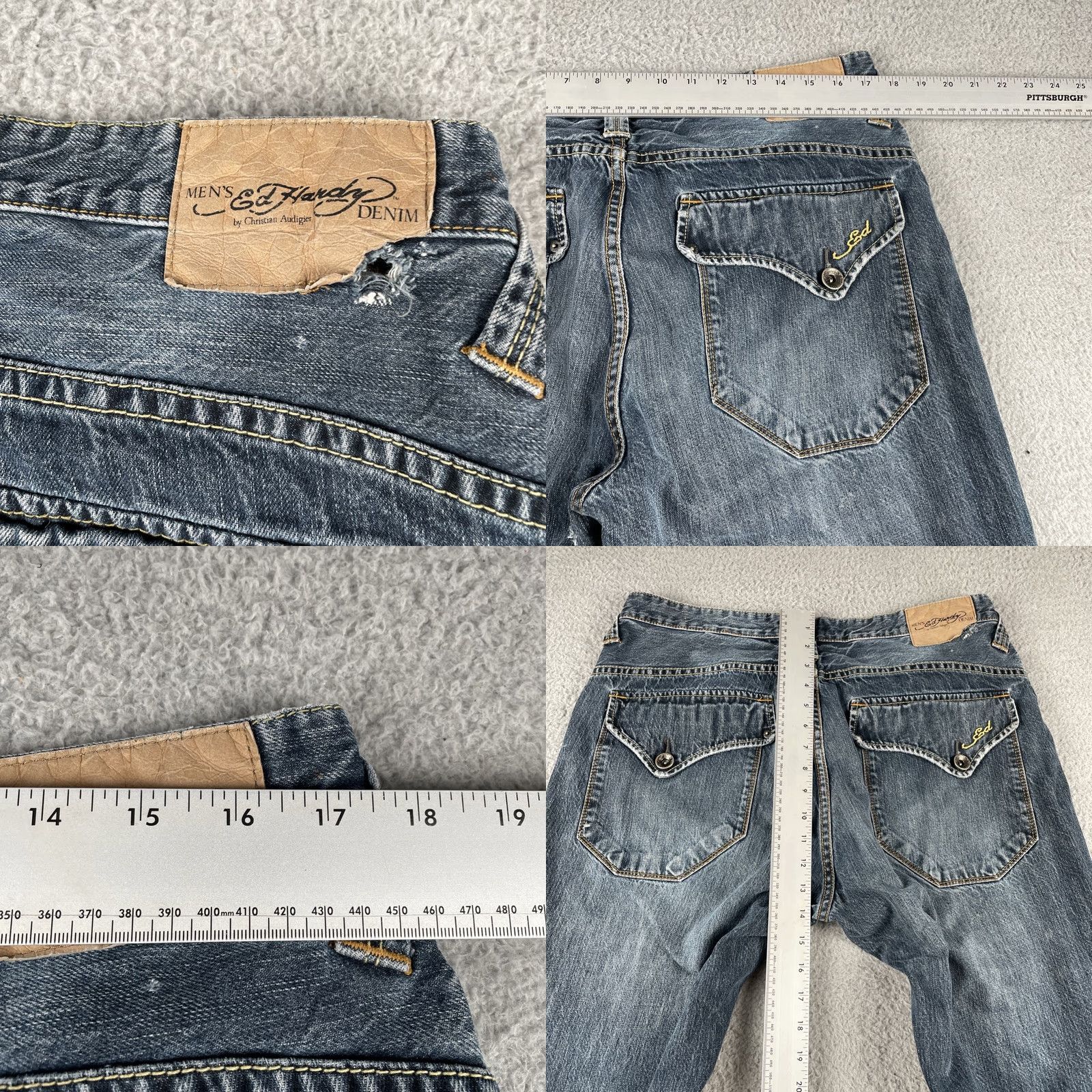 Ed Hardy VINTAGE Ed Hardy Jeans Denim Blue 34x31 Men 90s California Skull Tattoo Rock Streetwear Y2K Fashion Size US 34 / EU 50 - 10 Thumbnail