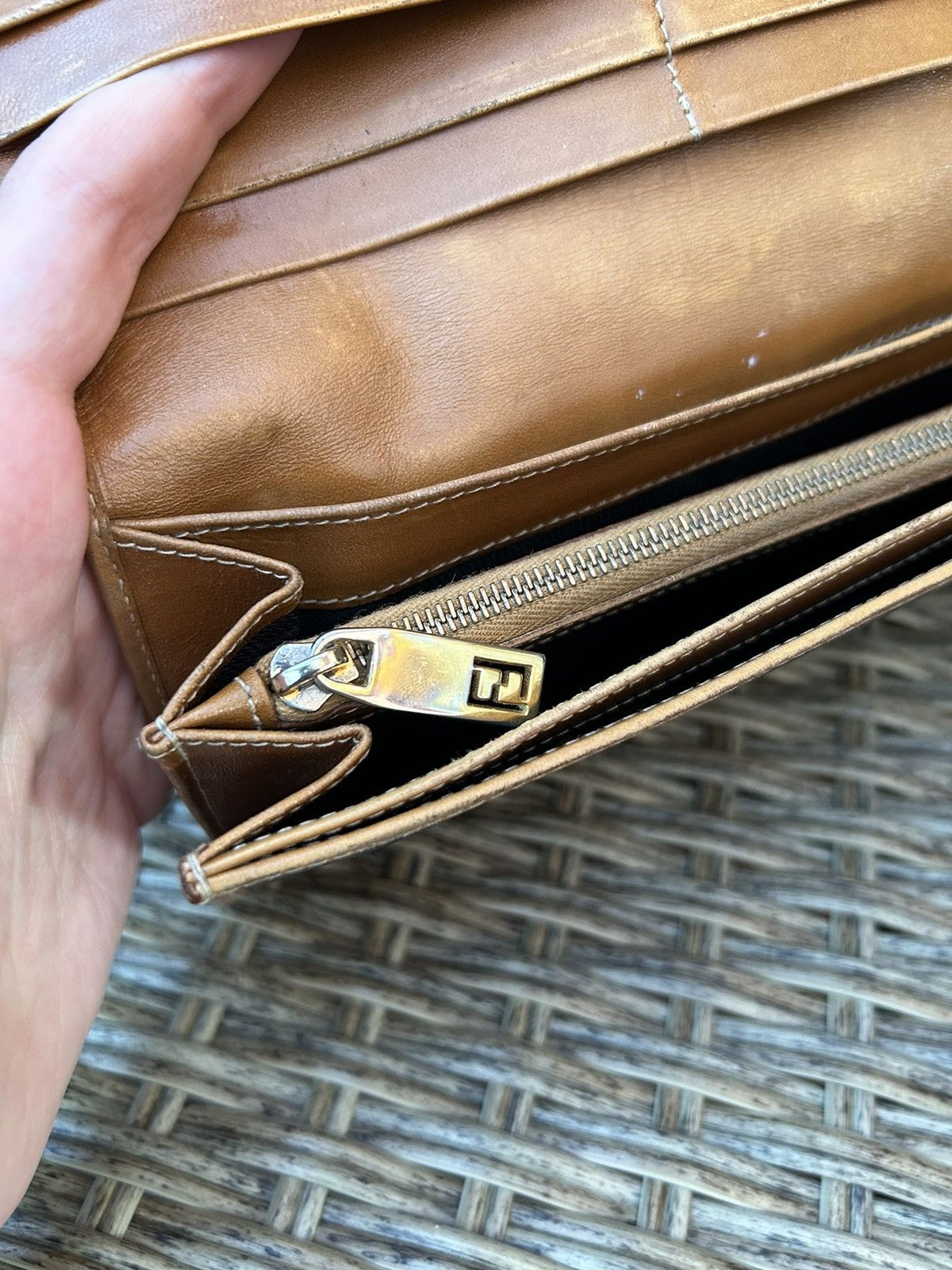 Fendi × Vintage Vintage Fendi Pequin Leather Long Wallet Made In Italy Size ONE SIZE - 5 Thumbnail