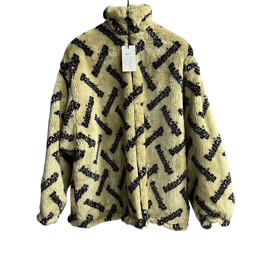 Balenciaga Balenciaga All Over Logo Faux Fur Zip Jacket 34 Size XS / US 0-2 / IT 36-38 - 1 Thumbnail
