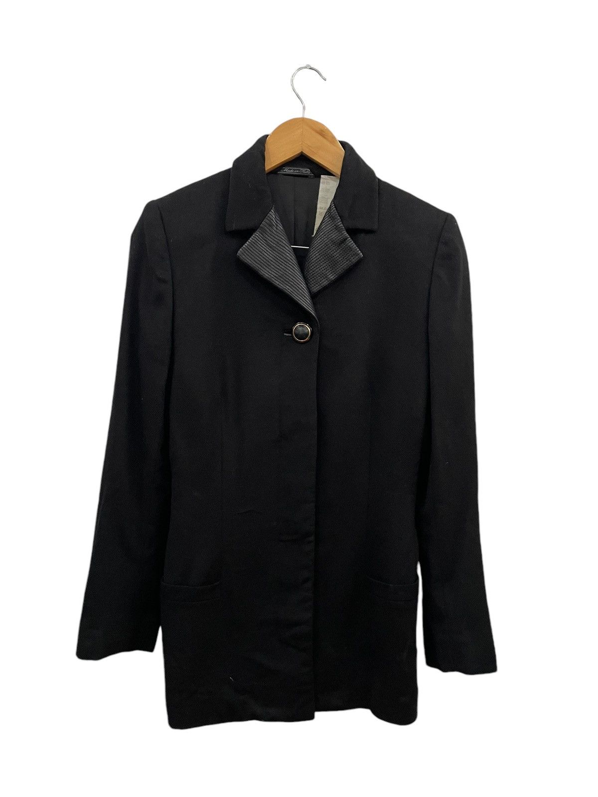Versace GIANNI VERSACE BLACK WOOL LEATHER TRIM OUTERWEAR JACKET Size US S / EU 44-46 / 1 - 1 Thumbnail