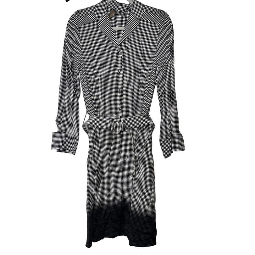 Piazza Sempione Piazza Sempione Gray Black White Checkered Button-Down Dress Size M / US 6-8 / IT 42-44 - 4 Thumbnail