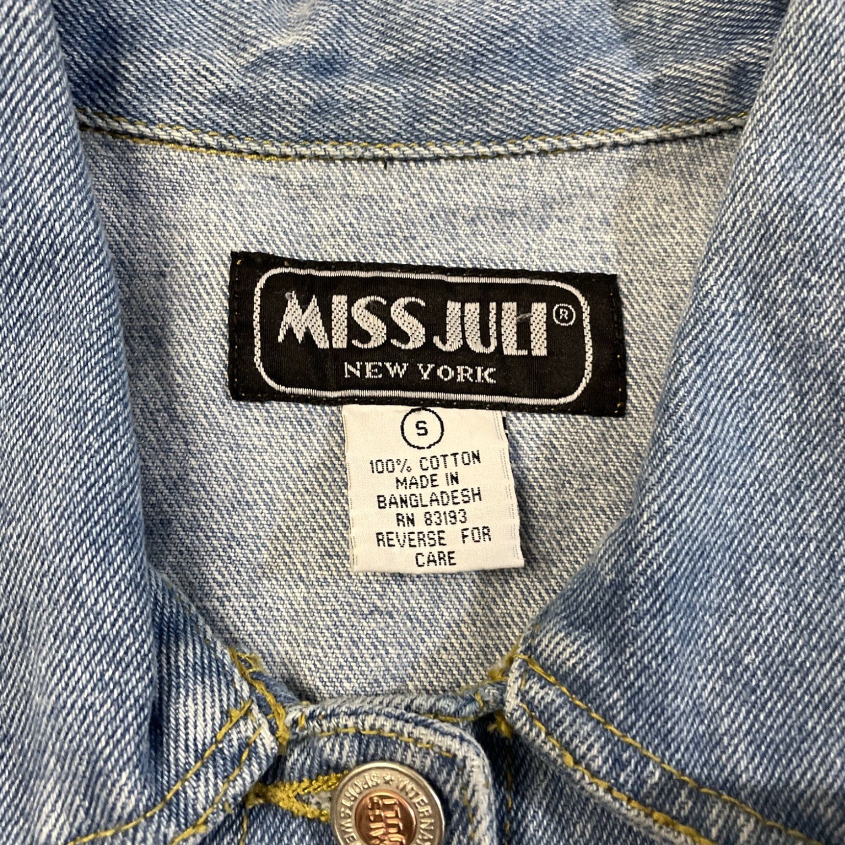 Denime Miss Juli Denim Vest Women's Small Sleeveless Blue Waist Length Casual 100% Cotton Size S / US 4 / IT 40 - 2 Thumbnail