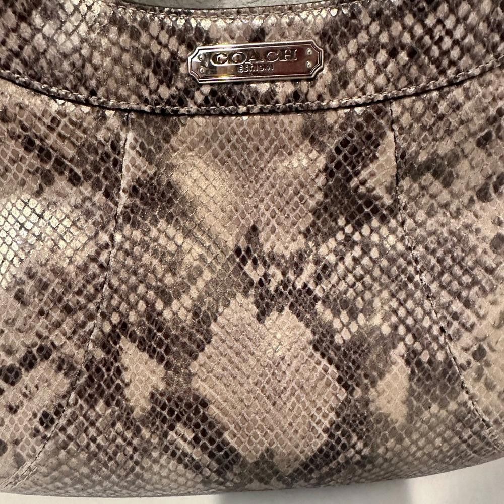 Coach Coach Maggie Python Print Leather Madison Hobo Bag Gray Tan Size ONE SIZE - 9 Thumbnail