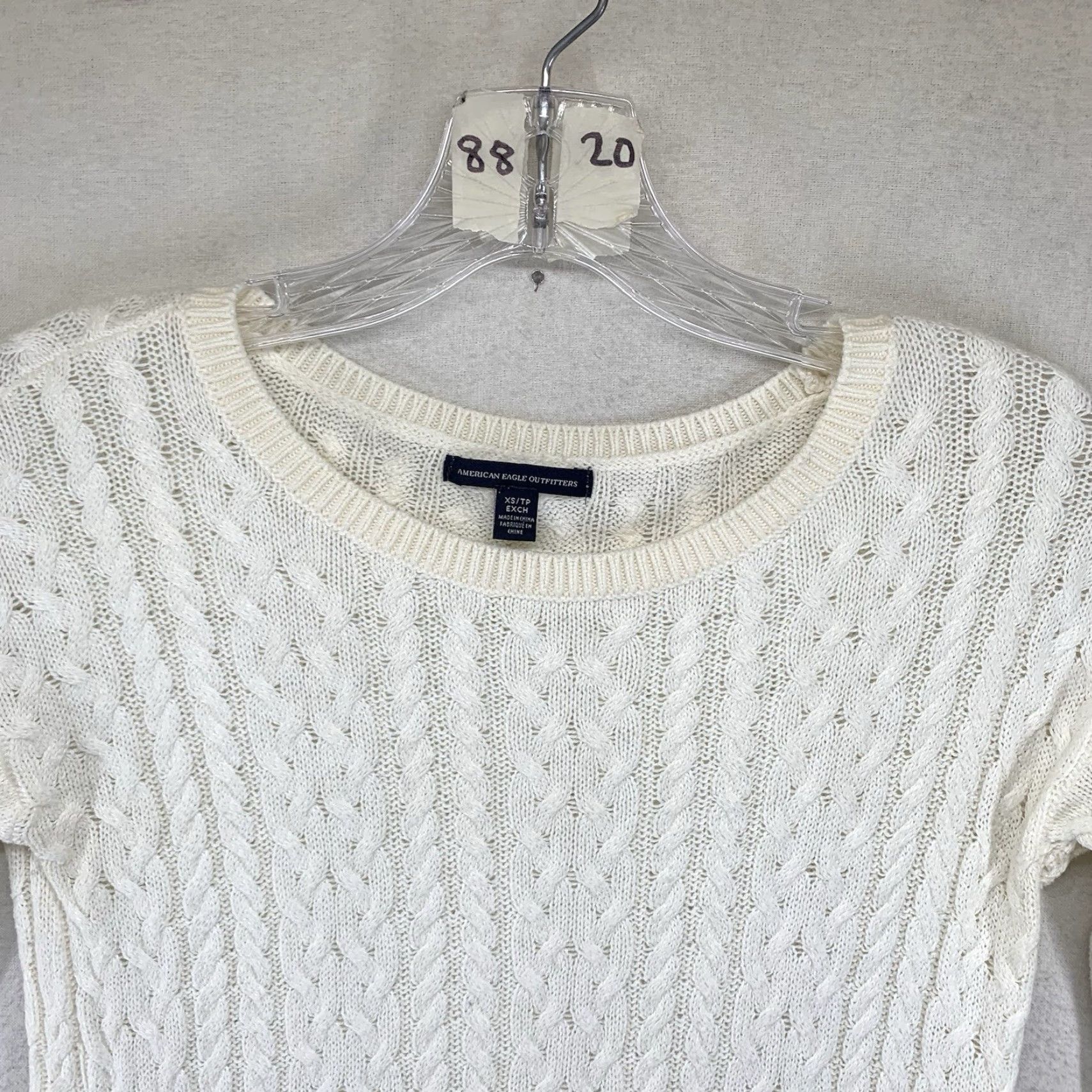 American Eagle Outfitters VINTAGE American Eagle Women's Sweater XS Cable Knit Wool Blend Long Sleeve Ivory Casual Pullover Size XS / US 0-2 / IT 36-38 - 4 Thumbnail