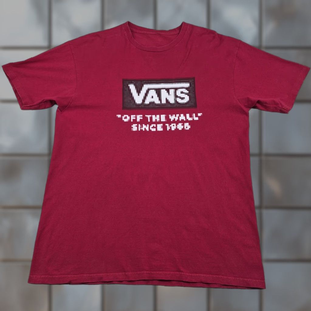 Vans VANS Shirt Mens Large Red Pixel Off The Wall Logo Graphic Tee Skateboarding Shirt Size US L / EU 52-54 / 3 - 1 Thumbnail