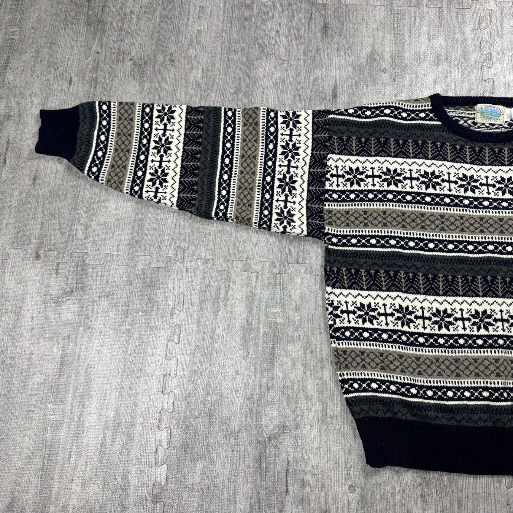 Vintage VTG Royal North Mills Fair Isle Wool Blend Cardigan Mens Large Grey Knit Pullover 90s 80s Vintage USA Made Cardigan Mens Large Gray Blue Size US L / EU 52-54 / 3 - 5 Thumbnail