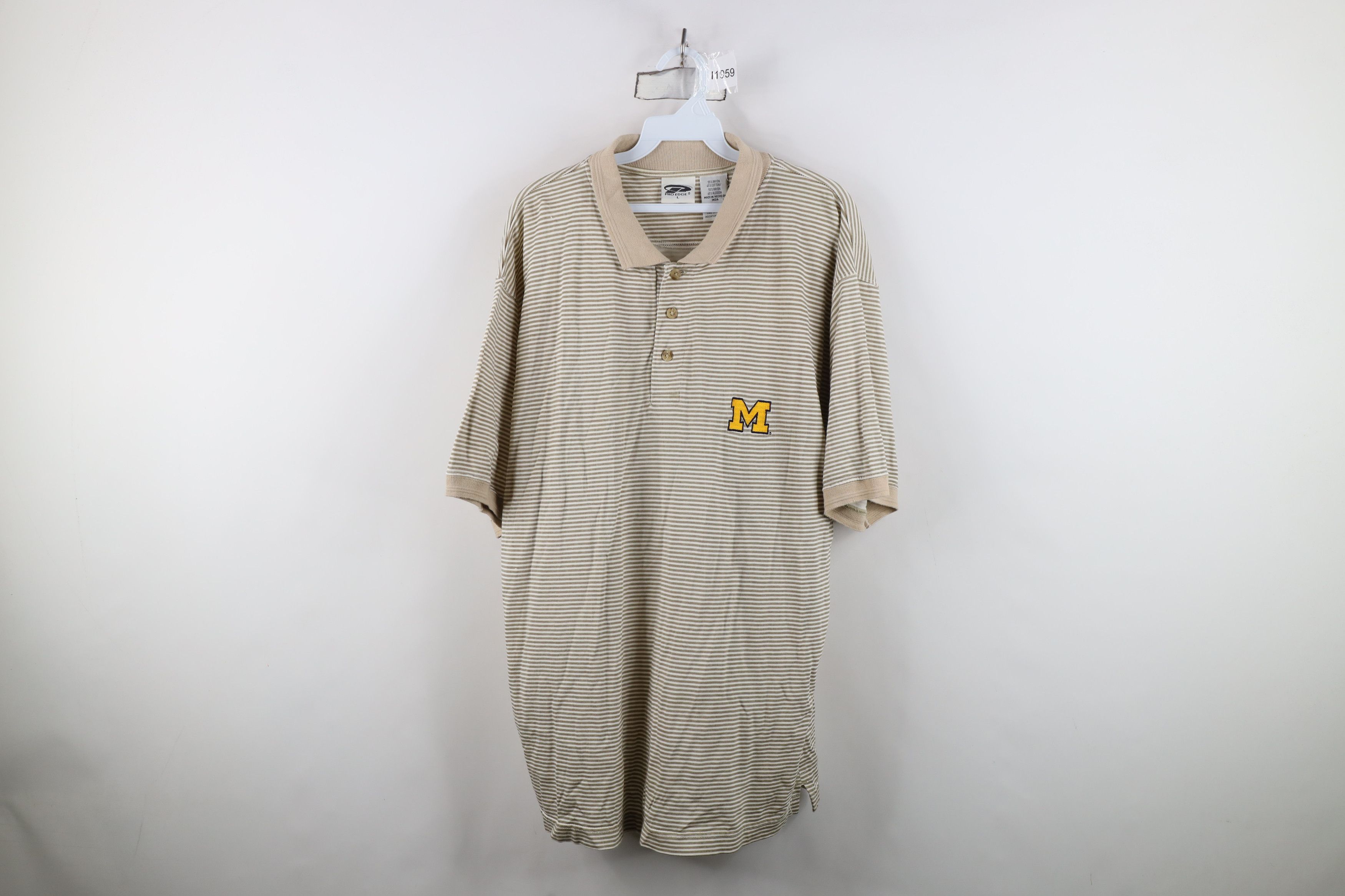 Vintage Vintage 90s Gabardine Block M University of Michigan Polo Size US L / EU 52-54 / 3 - 1 Thumbnail
