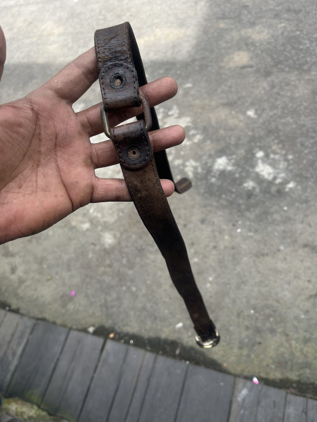 KMRii Rugged Patina Leather Belt Heavy Distressed Size 30 - 4 Thumbnail