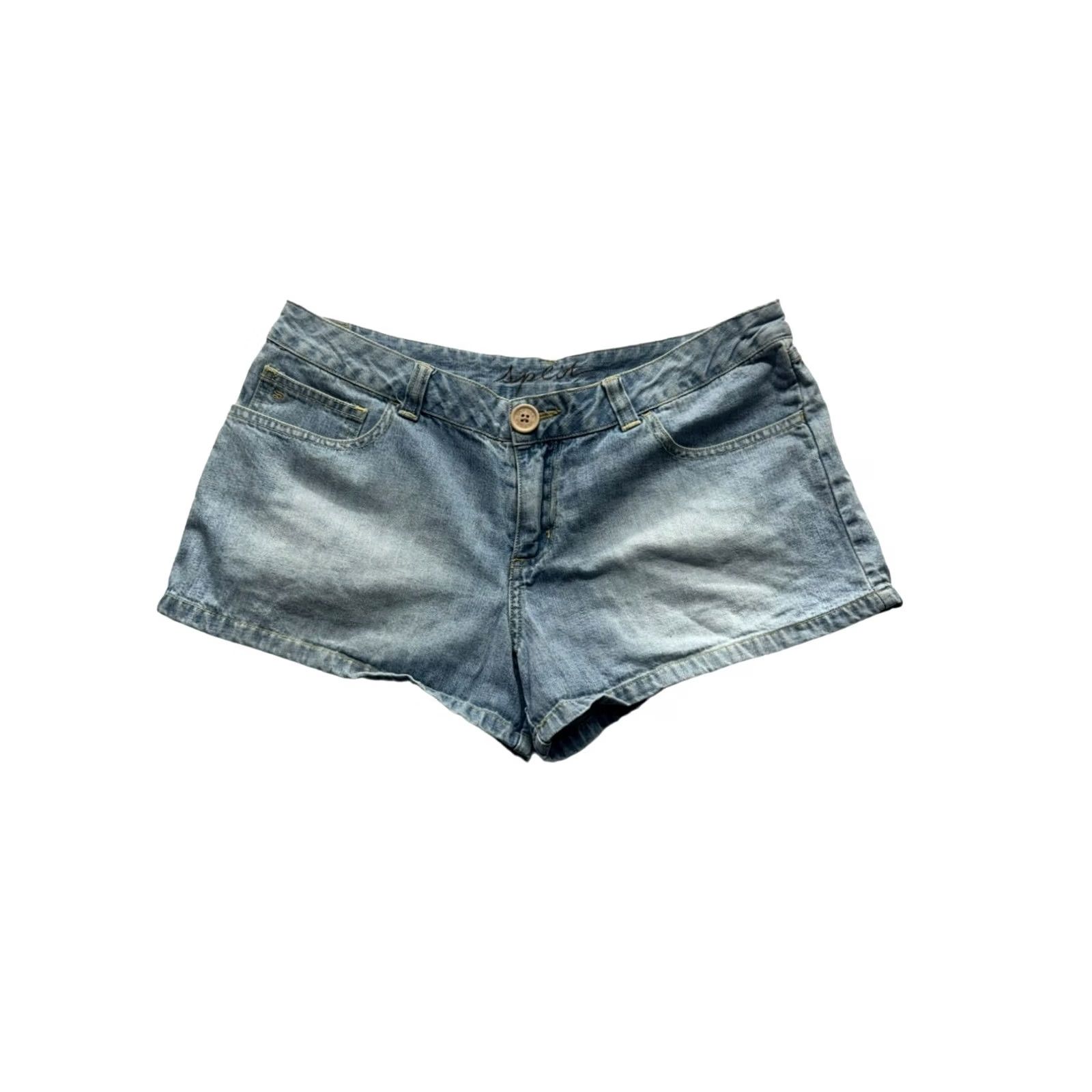 Vintage Split Shorts Women 11 Blue Light Wash Cotton Cut-Off Regular 100% Cotton Casual Pre-Owned Like New Size 32" / US 10 / IT 46 - 2 Thumbnail