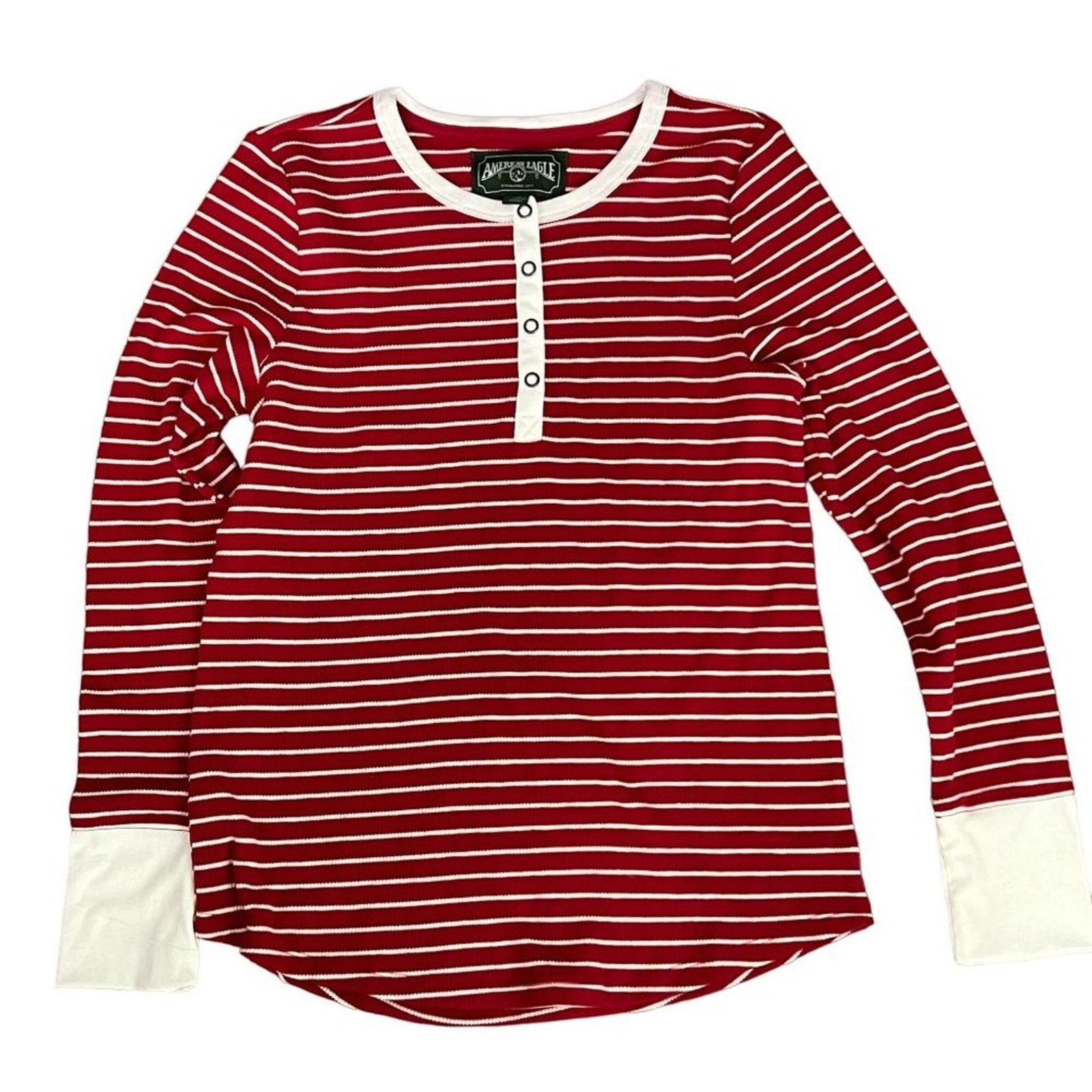 American Eagle Outfitters American Eagle Red White Stripe 2 Piece Thermal Pajama Set L Size ONE SIZE - 1 Thumbnail