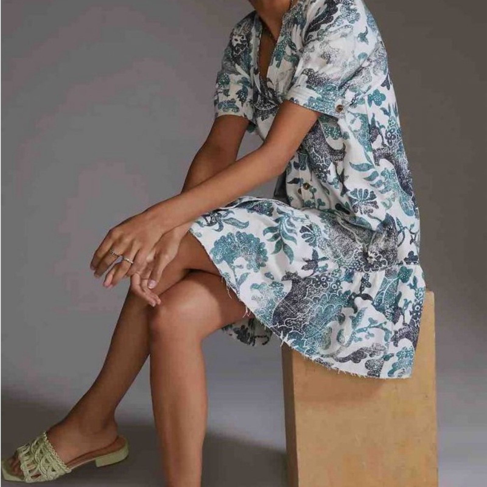 Anthropologie Anthropologie Pilcro Linen Puff Sleeve Tunic Dress Womens S Size S / US 4 / IT 40 - 2 Thumbnail