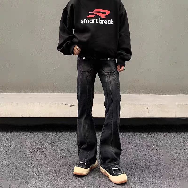 Japanese Brand × Vintage Washed Black Distressed Loose Hip Hop Jeans Size US 34 / EU 50 - 1 Thumbnail