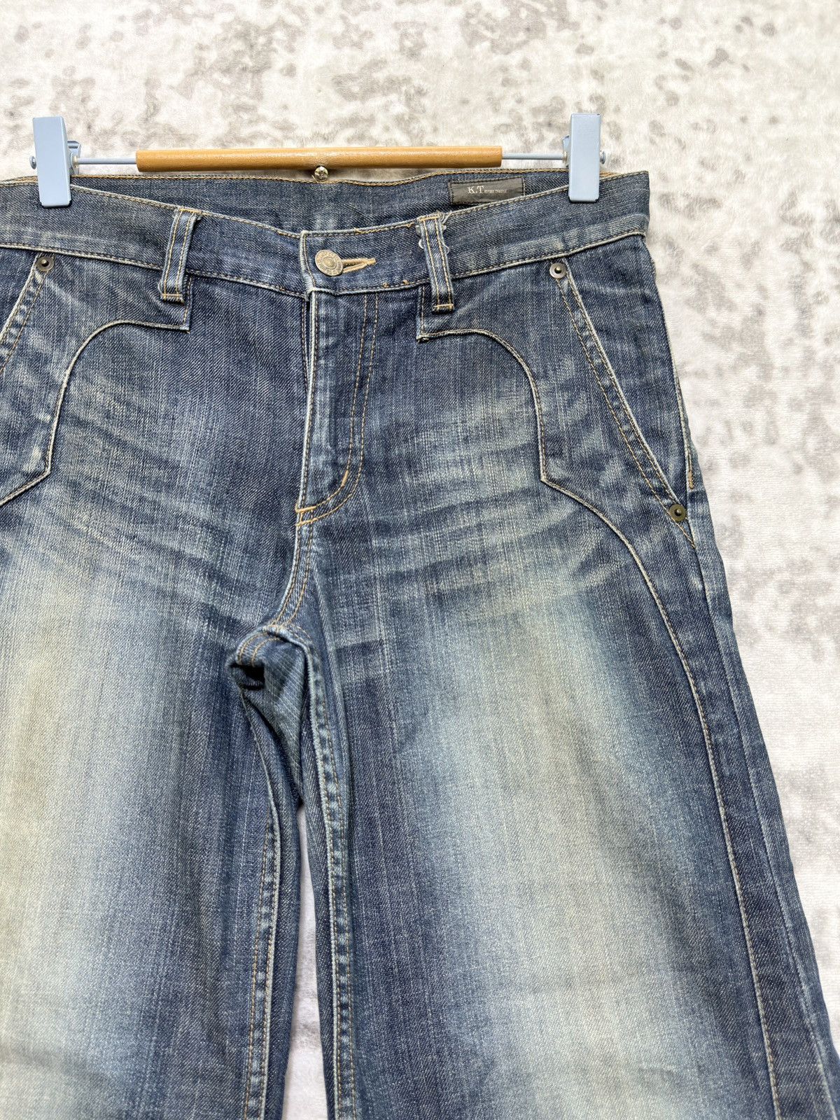 Japanese Brand Y2K Kiyoko Takase Flared Wide leg Panel Denim Jeans Size US 29 - 5 Thumbnail