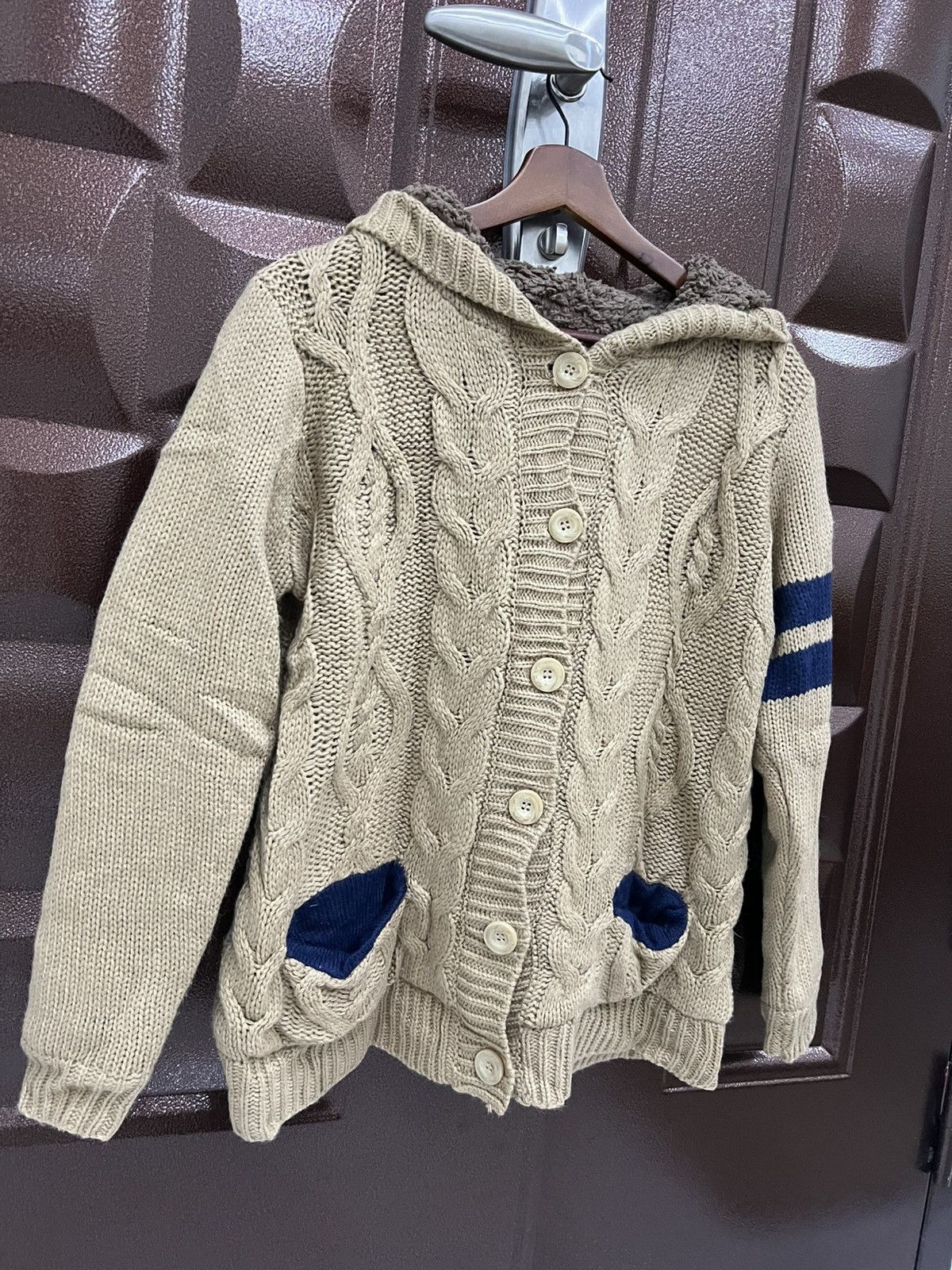 Japanese Brand Vintage Button Up Soft Merino Knitwear Hooded Sweater Size US M / EU 48-50 / 2 - 3 Thumbnail