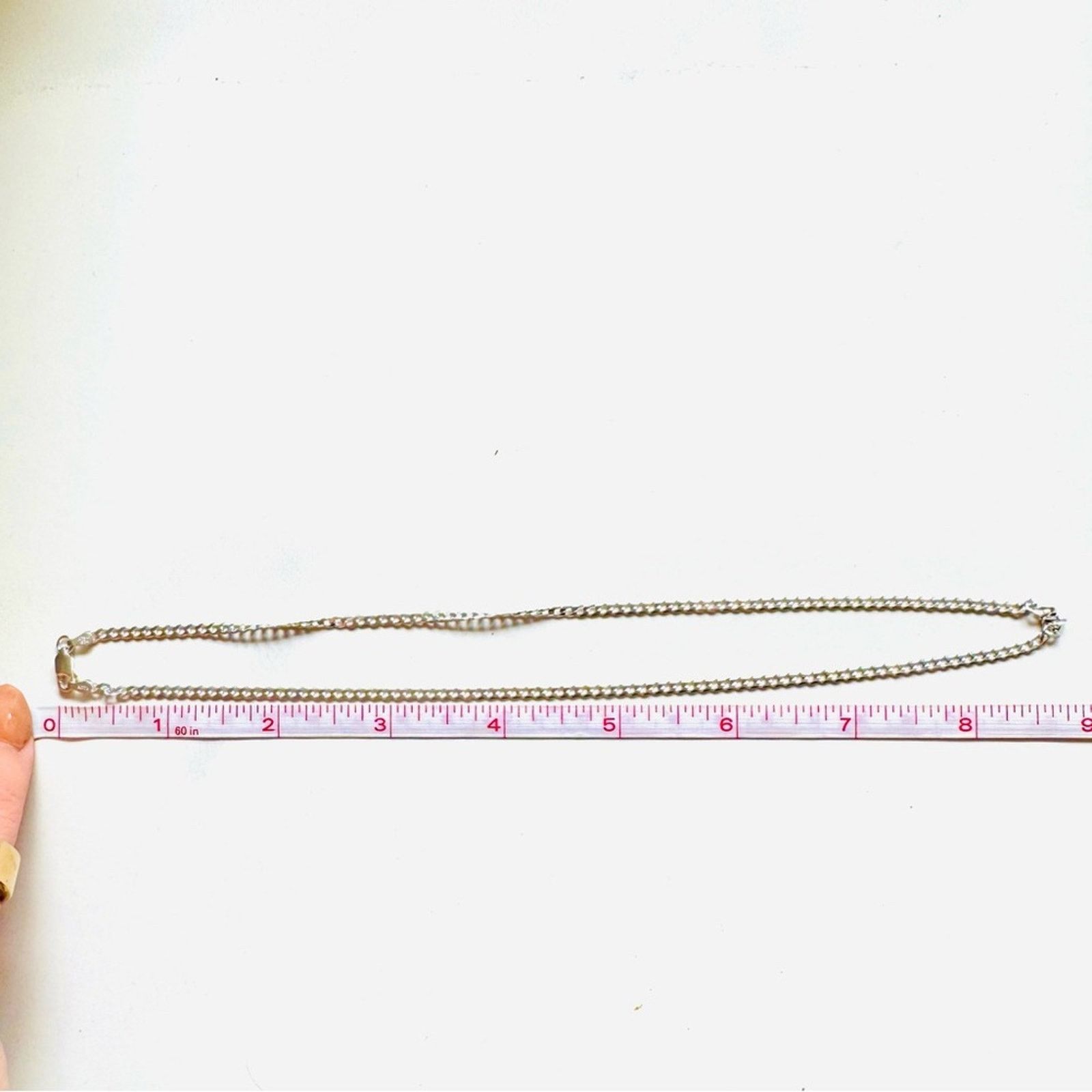 Sterling Silver NEW .925 Solid Silver 18” Chain Cuban Link Diamond Necklace Size ONE SIZE - 8 Thumbnail