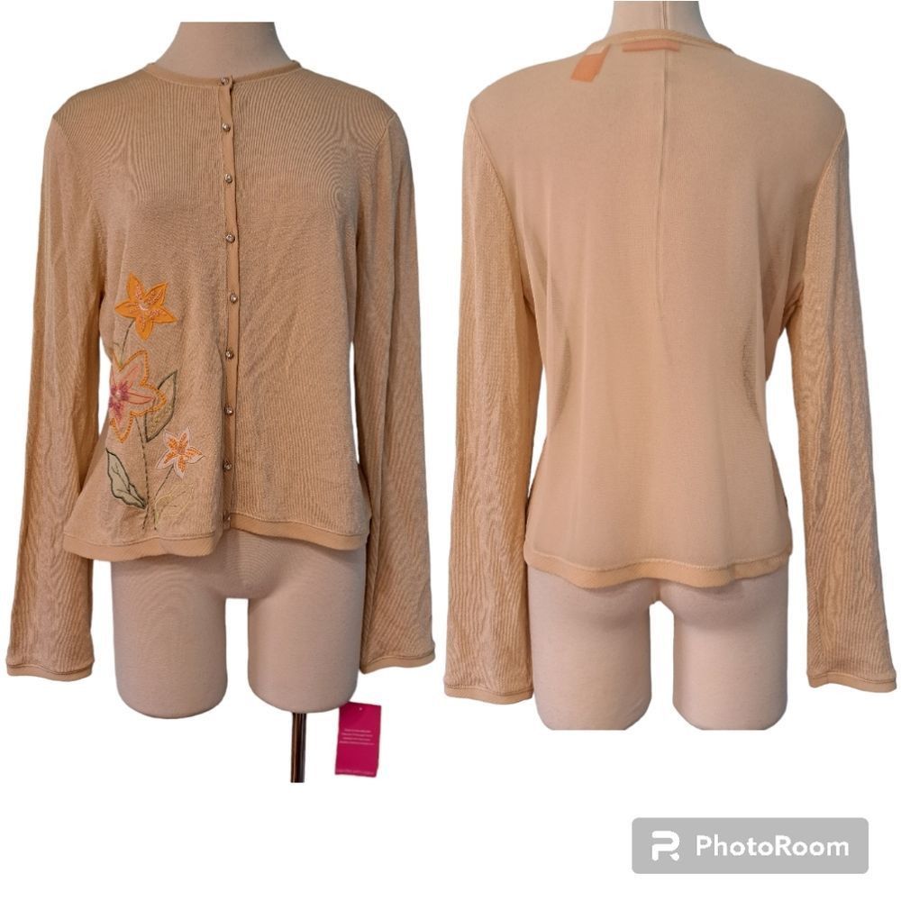 Other Vintage Intuitions Y2K Button Down Floral Stitch Lawn Party Size XL / US 12-14 / IT 48-50 - 2 Thumbnail
