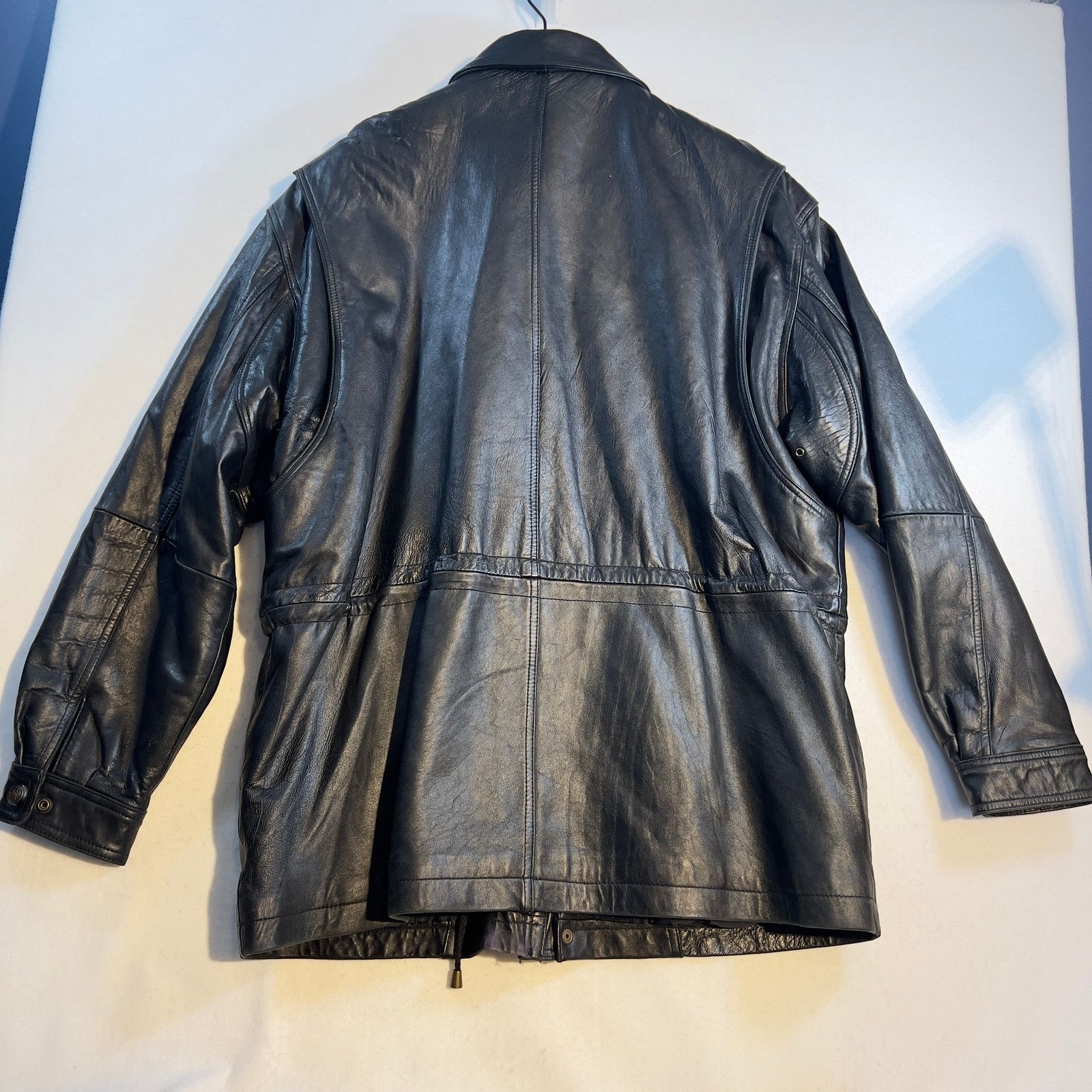 Other Colebrook Co. Lined Leather Coat Mens Large Drawstring Waist Size US L / EU 52-54 / 3 - 3 Thumbnail