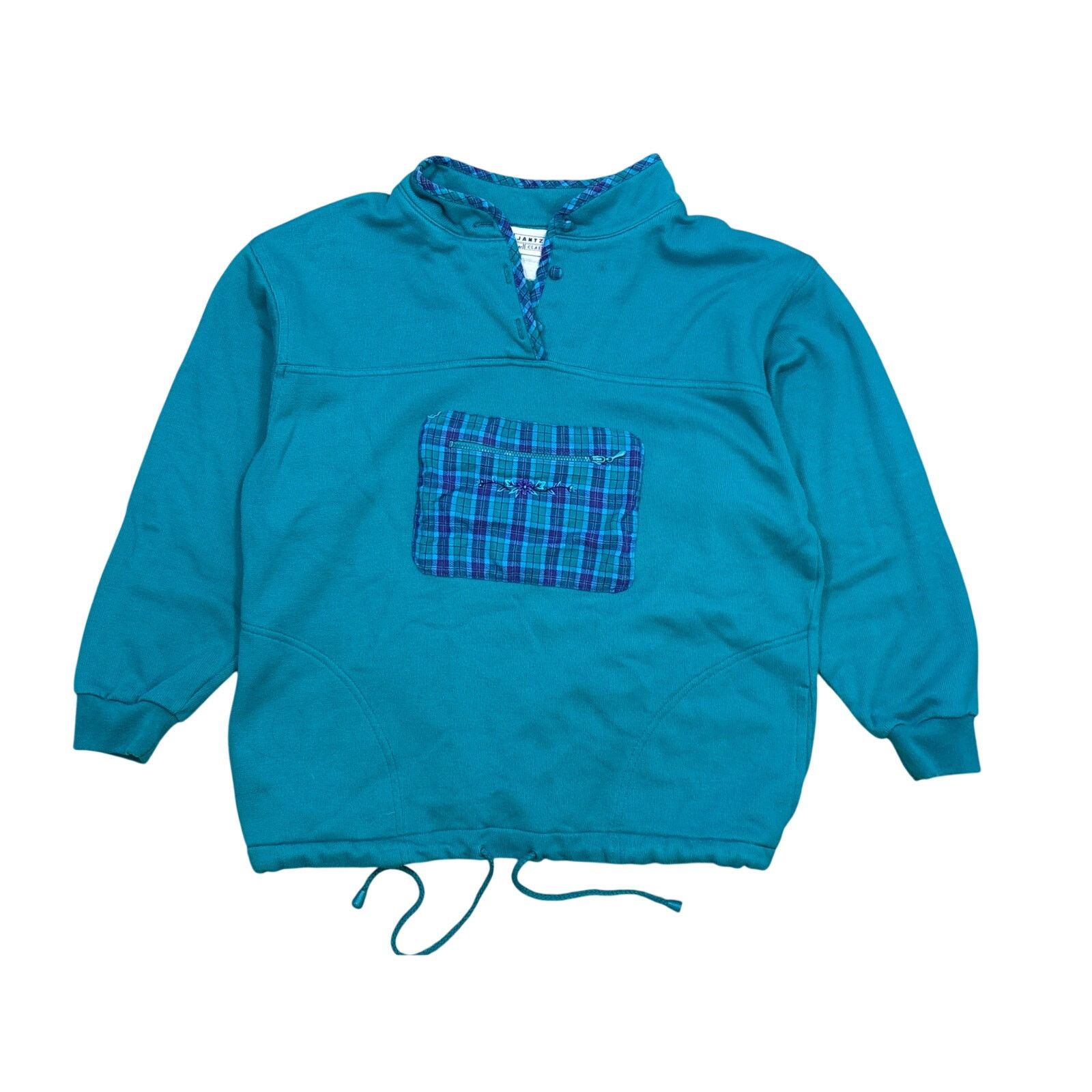 Jantzen Vintage 90s Jantzen Classics chest pocket teal sweatshirt L Size L / US 10 / IT 46 - 1 Thumbnail