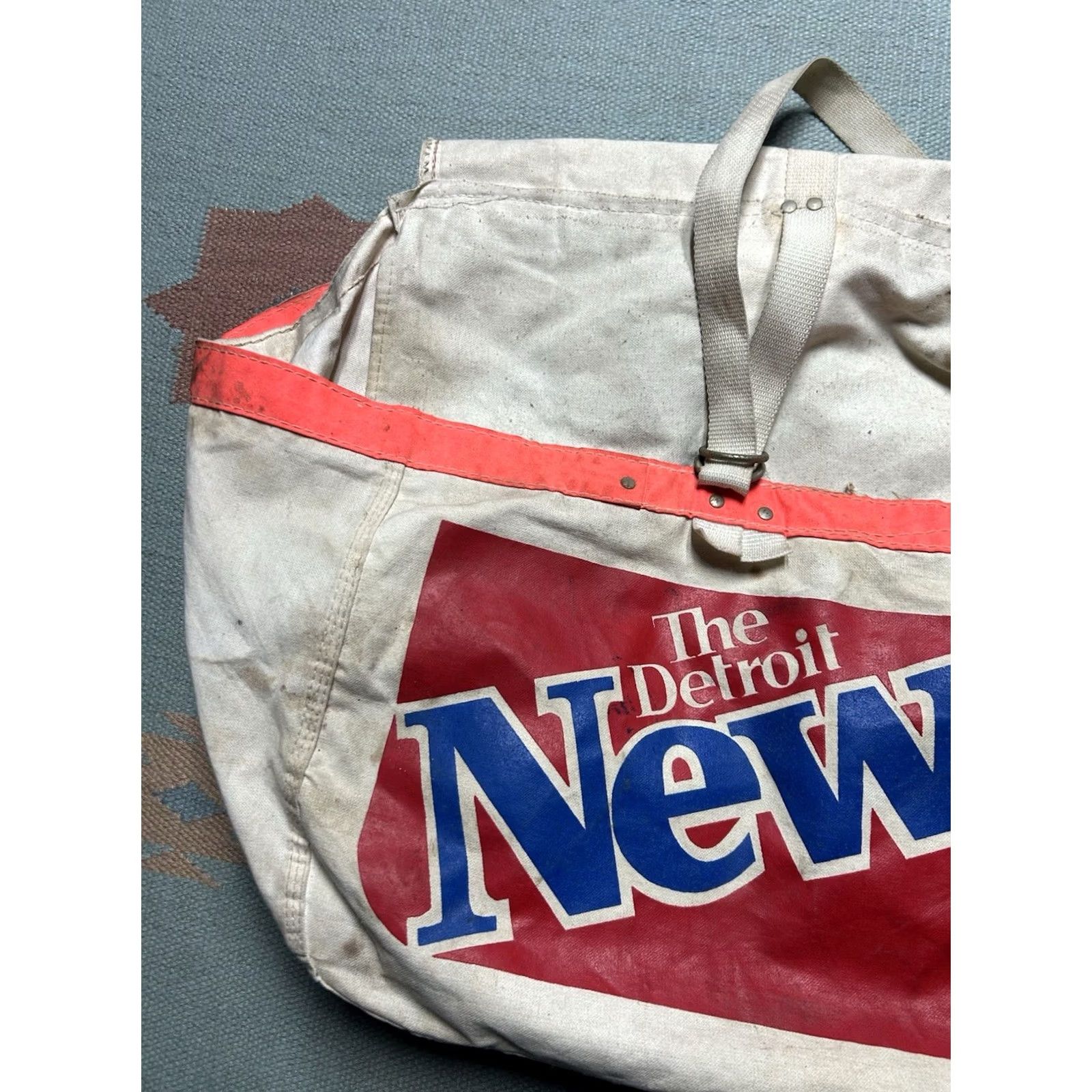 Vintage VINTAGE Detroit News newspaper saddle bag bicycle canvas double sided newsboy Men Beige Saddle Bag Newsboy Size ONE SIZE - 2 Thumbnail