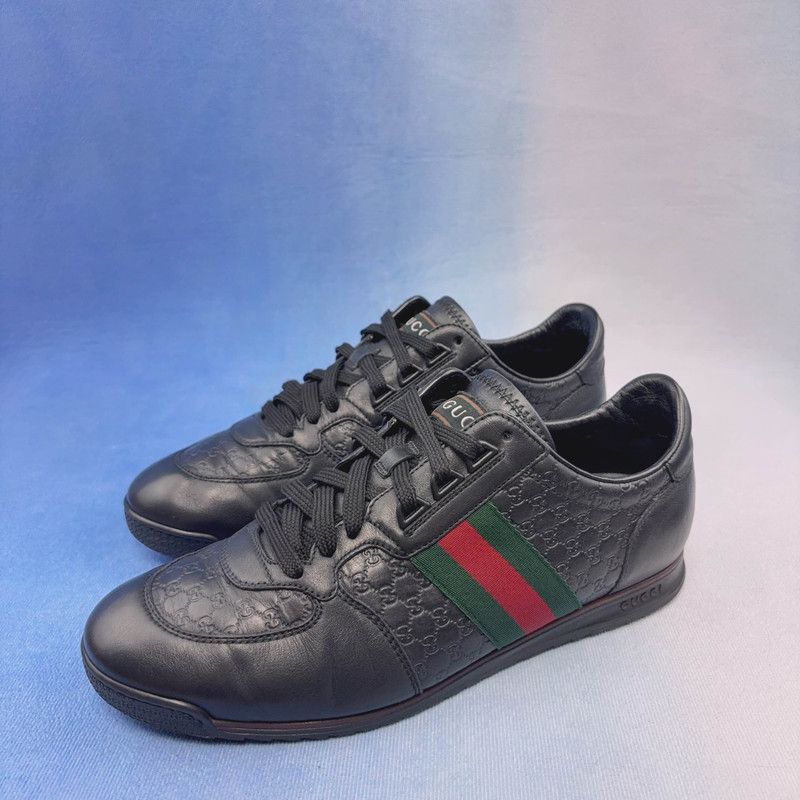 Gucci Gucci Black Leather Casual Sneakers 0079 Size US 8.5 / EU 41-42 - 1 Thumbnail