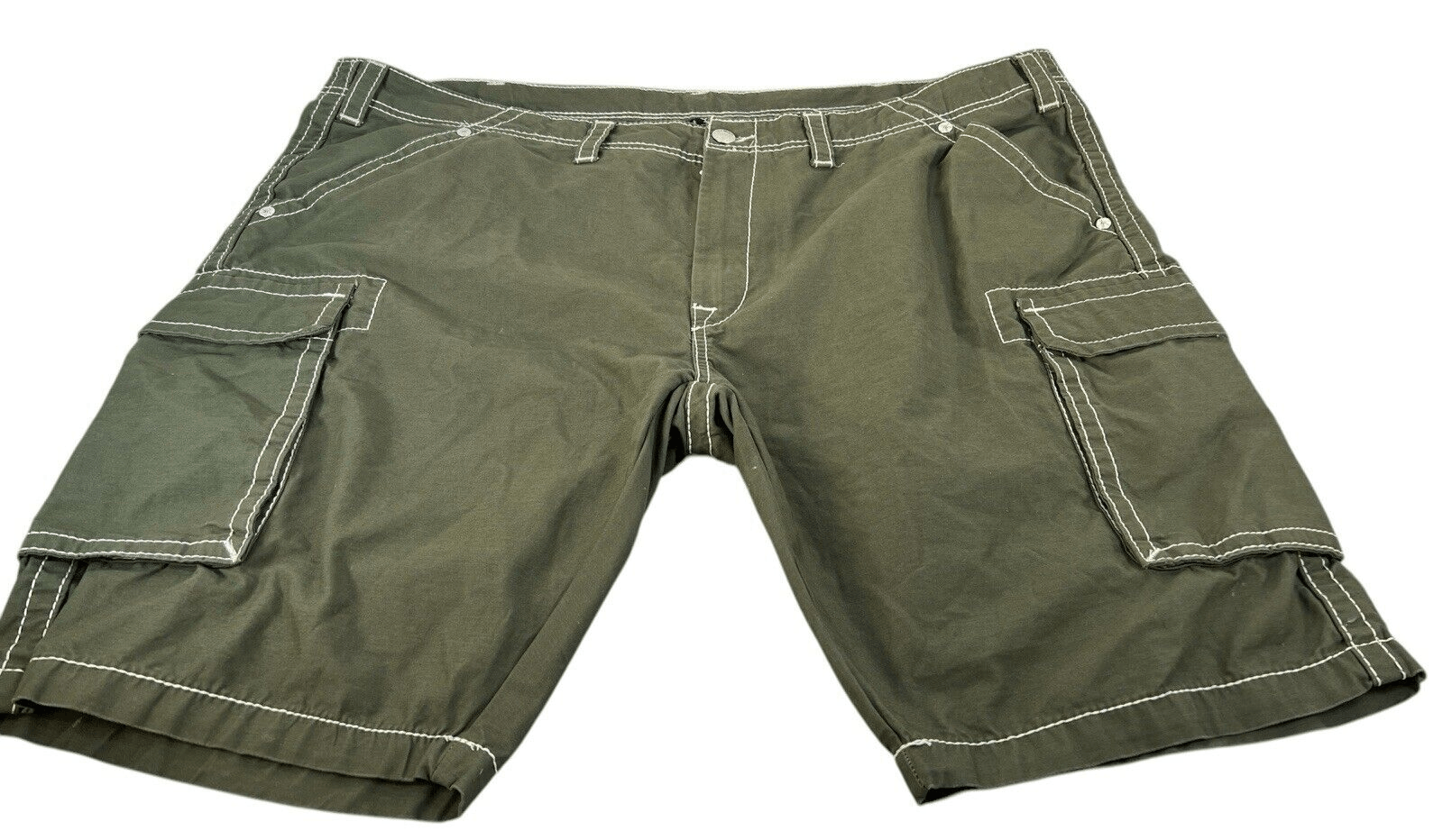True Religion Men’s 46 Cargo Shorts Military Green Baggy Size US 44 / EU 60 - 3 Thumbnail