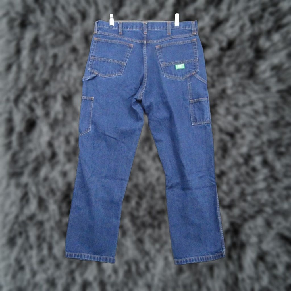 Denime Liberty Carpenter Jeans 37x30 Mens Denim Distressed Hammer Loop Work Outdoor Jeans (Carpenter) Bootcut Regular Comfort Logo Blue 90s? Size US 37 - 1 Thumbnail