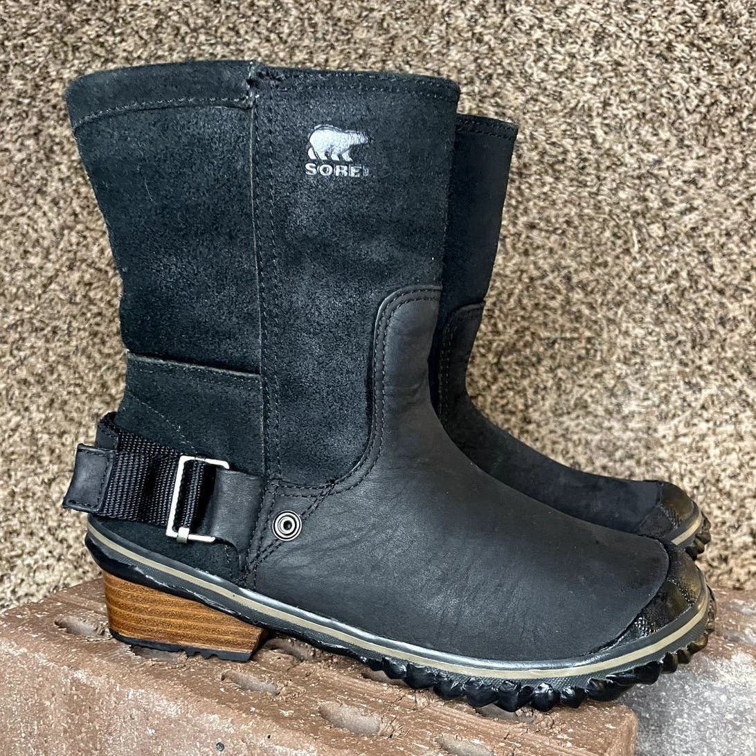 SOREL Sorel Slimshortie Nubuck Leather Ankle Duck Boots Black 5 Size US 5 / IT 35 - 5 Thumbnail