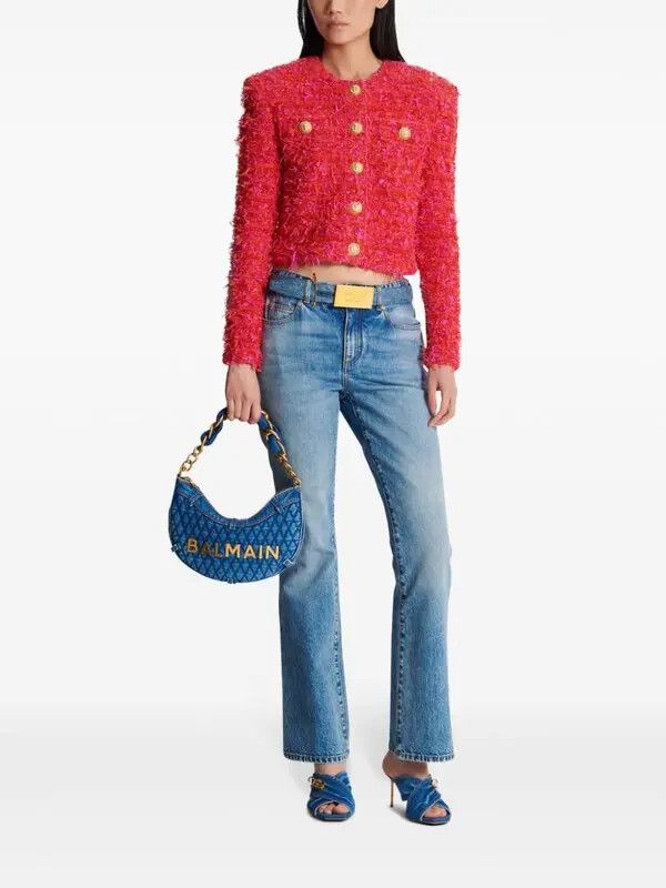 Balmain o1s1wg111225 Size:OS/1945 Soft Moon Shoulder Bag in Blue Size ONE SIZE - 5 Thumbnail