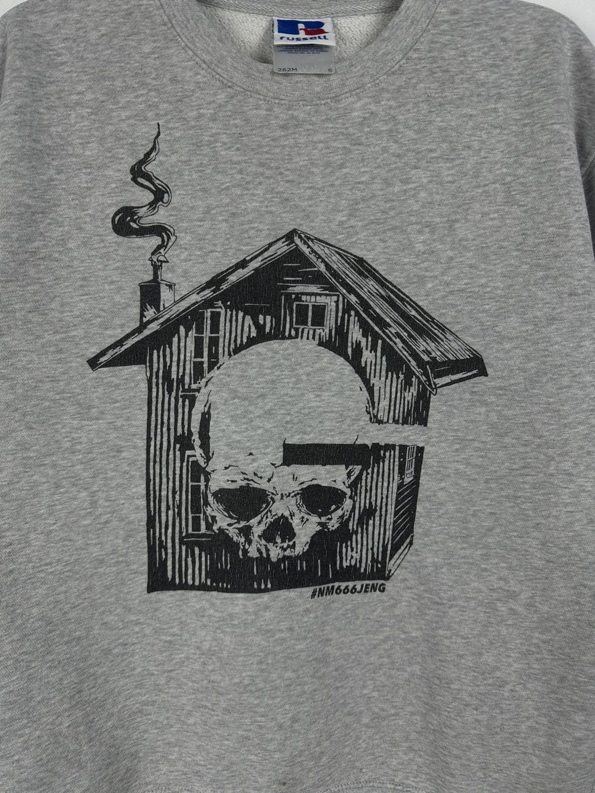Russell Athletic Russell Skull House L/S Cotton Grey Crewneck Sweatshirt Size US S / EU 44-46 / 1 - 5 Thumbnail