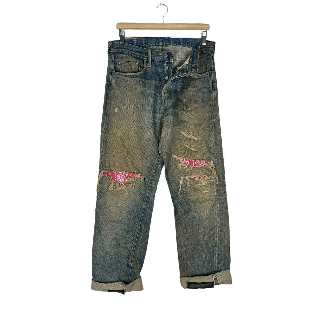 Levi's ☀️80s LEVI’S 501 RINDEN 524 PATCHWORK DENIM JEANS PANTS Size US 34 / EU 50 - 11 Thumbnail