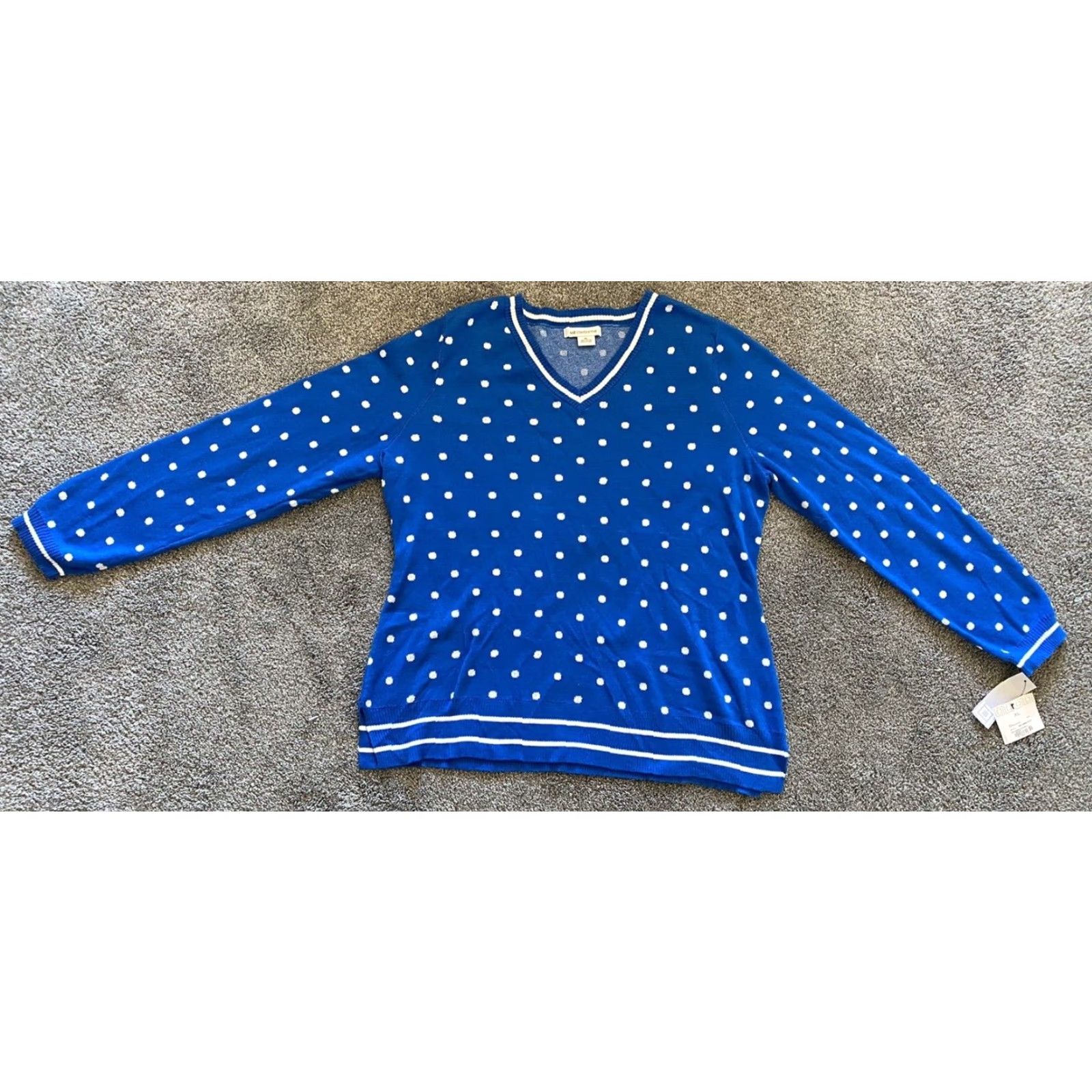 Liz Claiborne NWT New Liz Claiborne Sweatshirt Women’s XL Sky Driver Blue Polka Dot Long Sleeve Size XL / US 12-14 / IT 48-50 - 2 Thumbnail