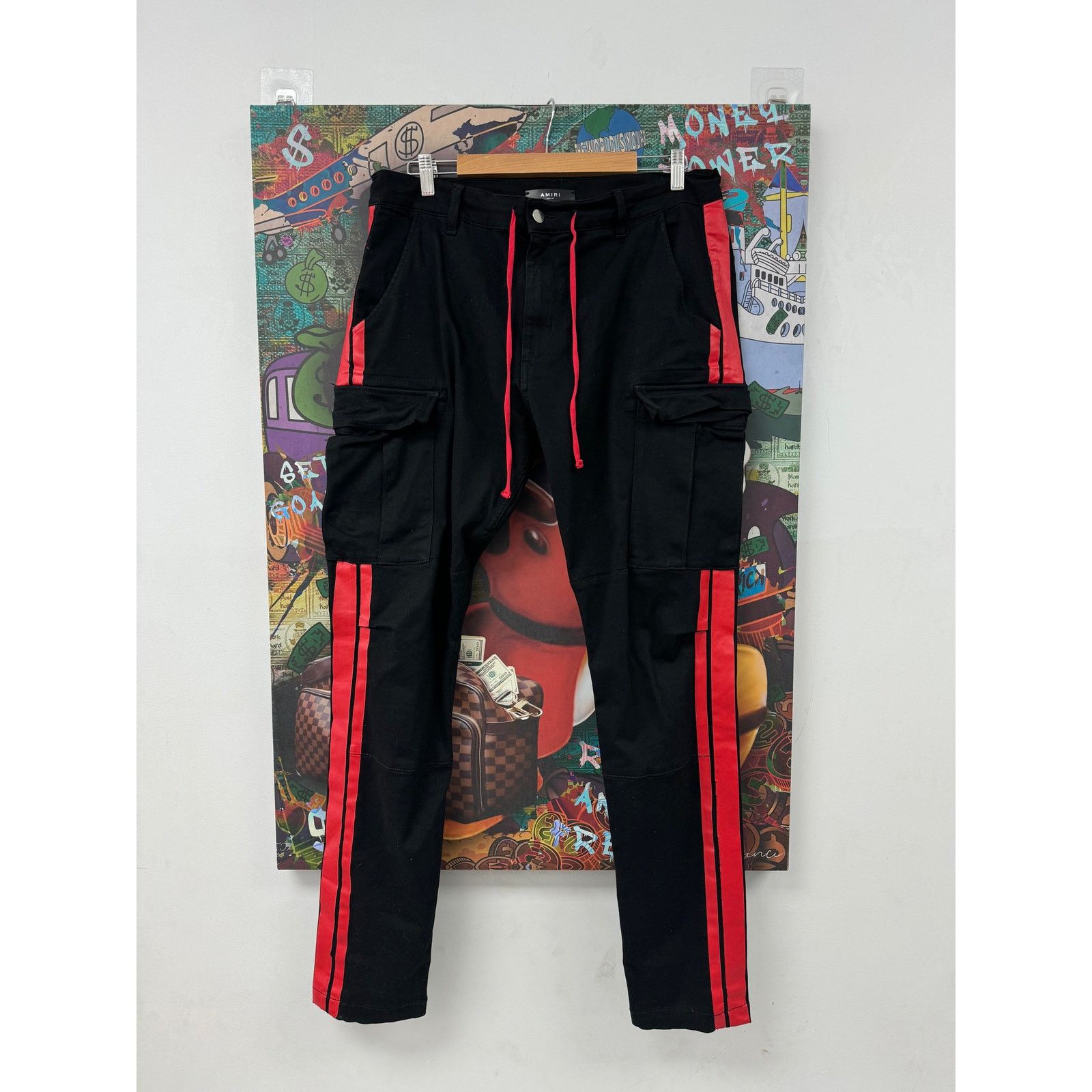 Amiri Amiri Cargos Black Red Stripe Used 34 Size US 34 / EU 50 - 1 Thumbnail