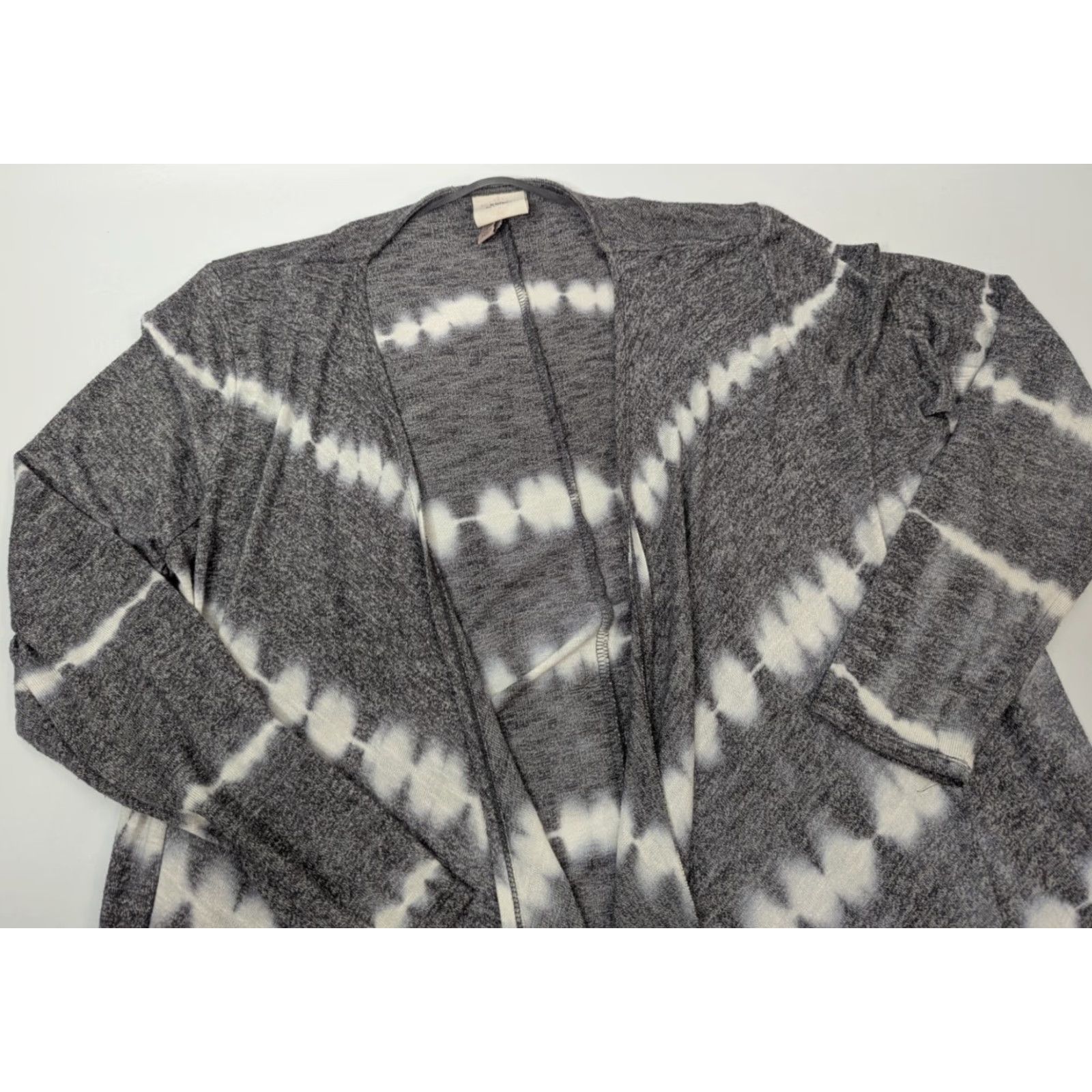 Vintage Knox Rose Cardigan Women's Large Gray Tie Dye Open Front Sweater Draped Knit Size L / US 10 / IT 46 - 6 Thumbnail