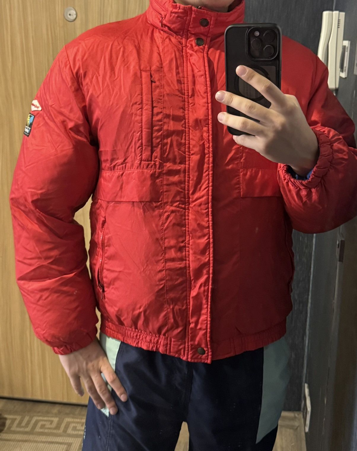 Yves Saint Laurent 90s Winter YSL Down Jacket Puffer Red Bomber Heavy Coat Size US M / EU 48-50 / 2 - 21 Thumbnail