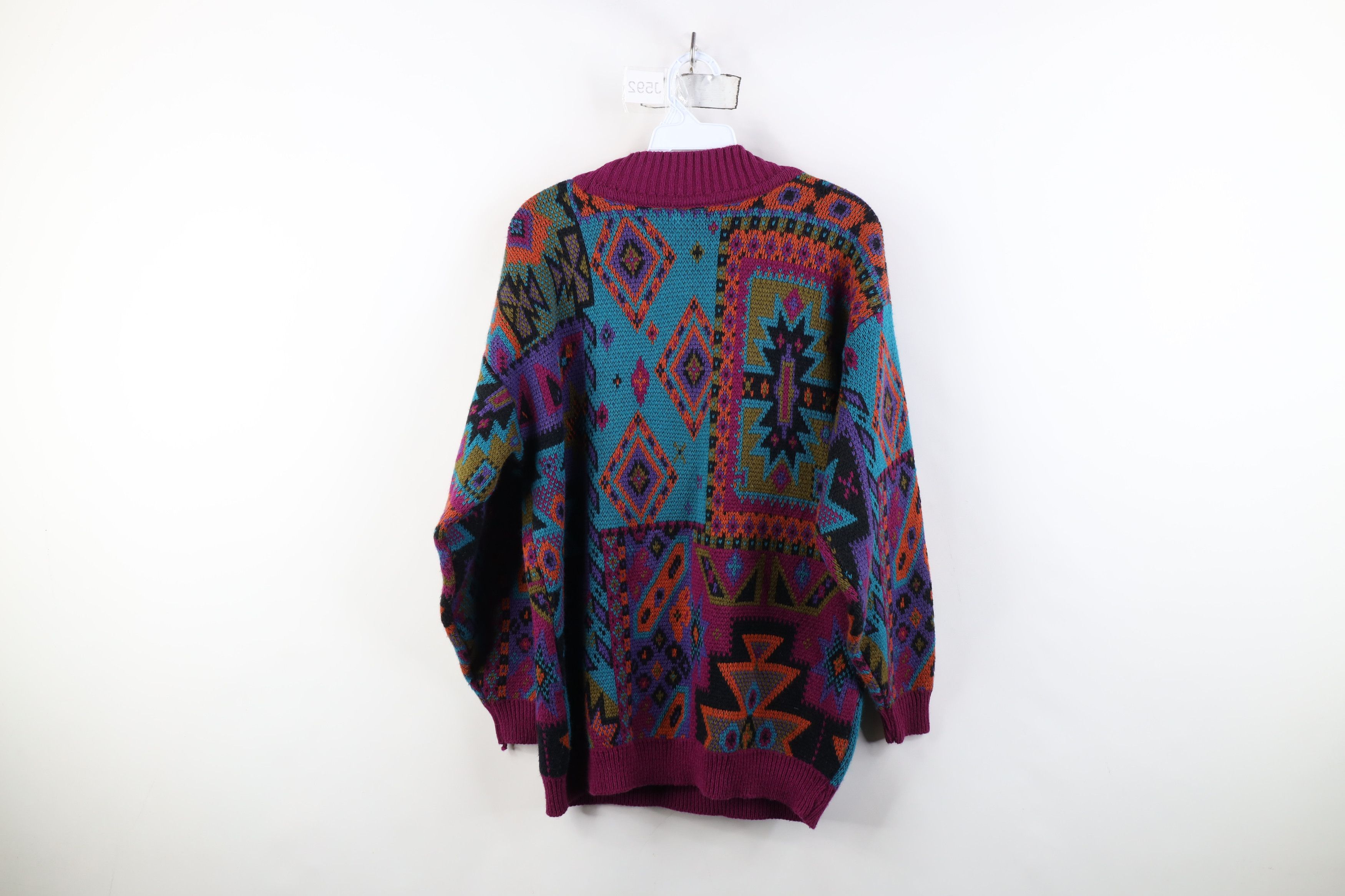 Vintage Vintage 90s Streetwear Southwestern Knit V-Neck Sweater Size L / US 10 / IT 46 - 8 Thumbnail