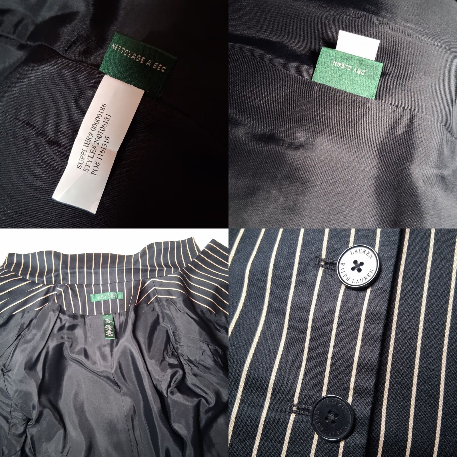 Ralph Lauren VINTAGE Lauren Ralph Lauren Blazer Women 4 Black Tan Striped Classic Preppy Cotton Silk Blazer Women 4 Black Tan Striped Size S / US 4 / IT 40 - 8 Thumbnail