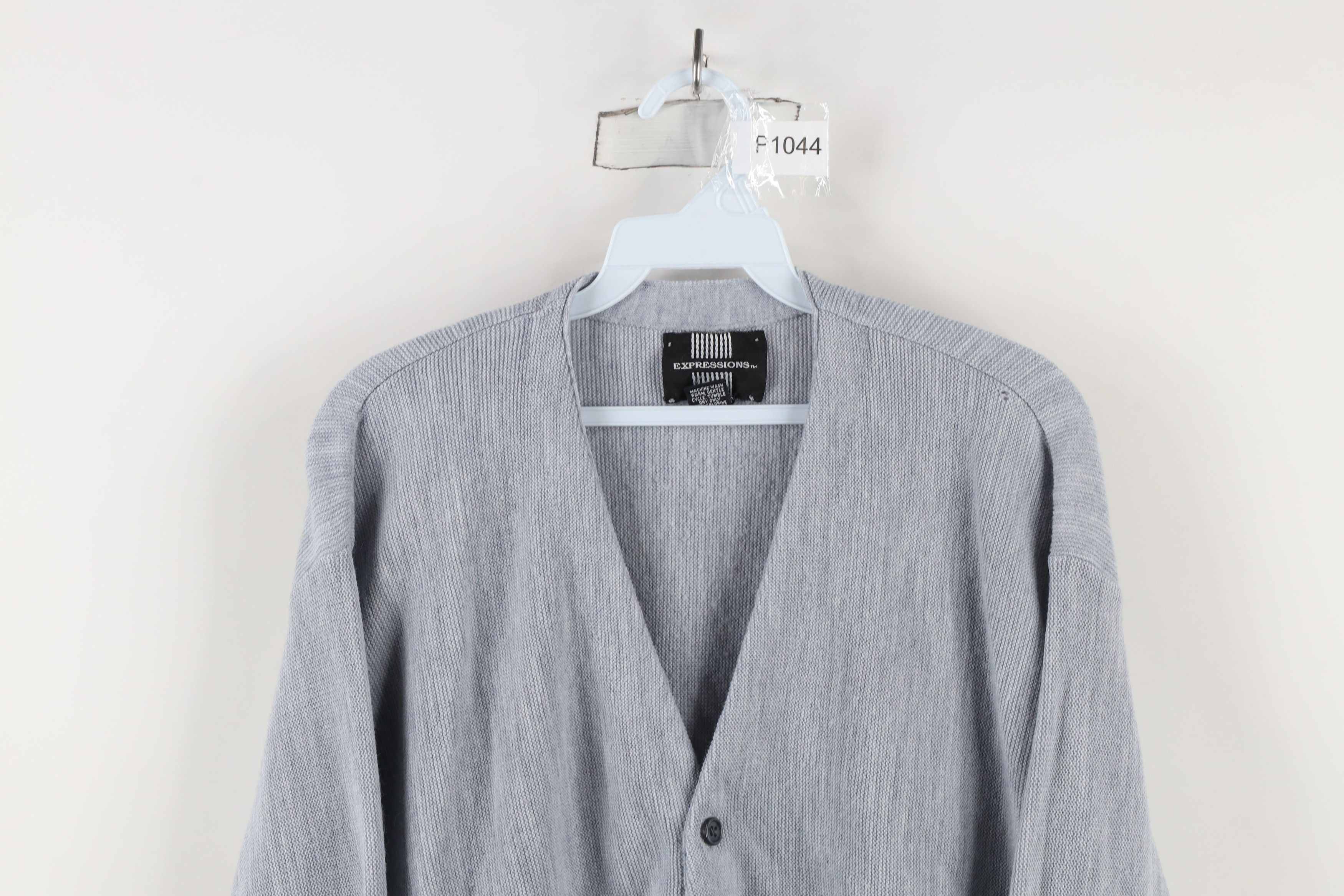 Vintage Vintage 90s Streetwear Blank Knit Cardigan Sweater Gray USA Size US L / EU 52-54 / 3 - 2 Thumbnail