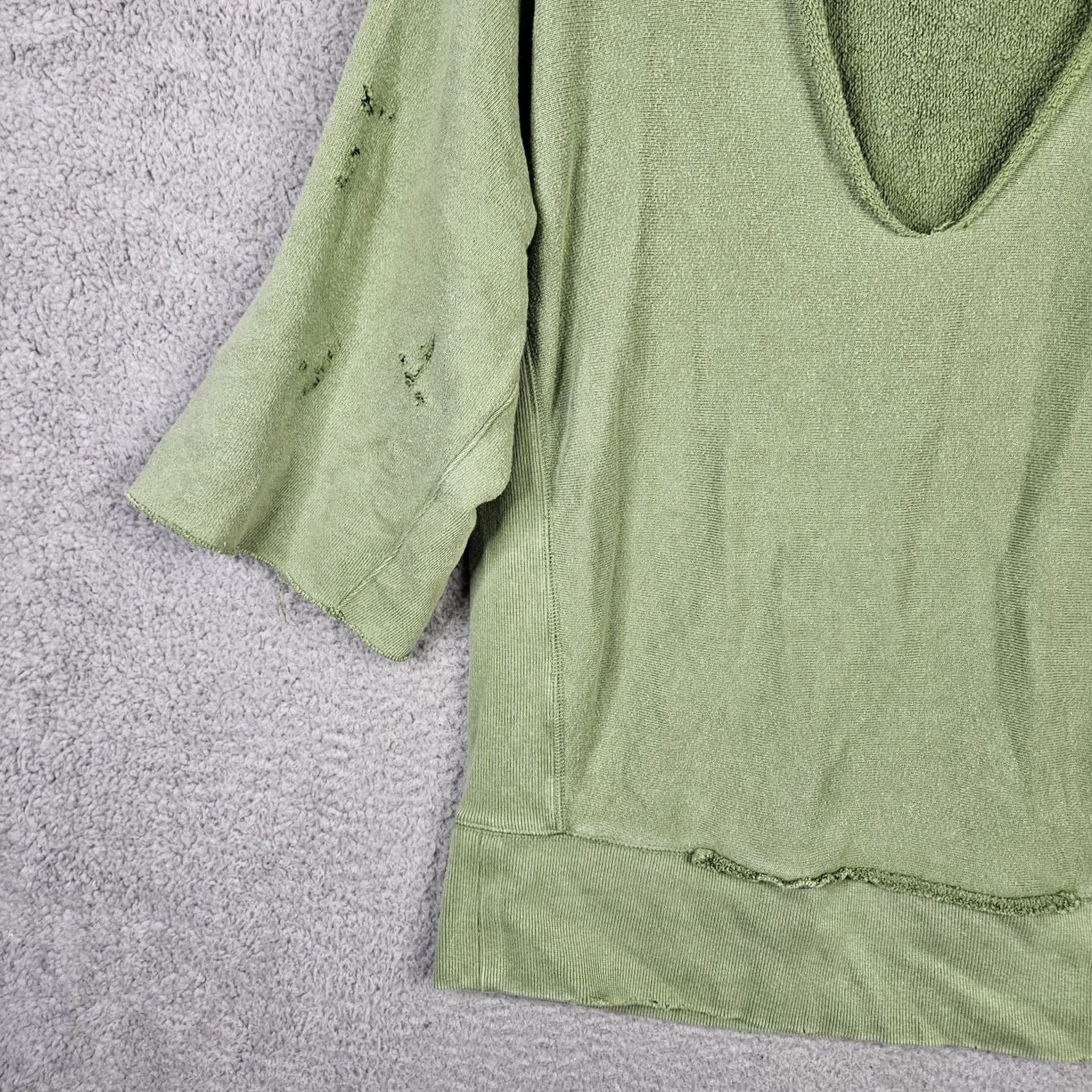 Free People Free People Green V-Neck Sweatshirt Top Women XS Elbow Sleeve Size XS / US 0-2 / IT 36-38 - 6 Thumbnail