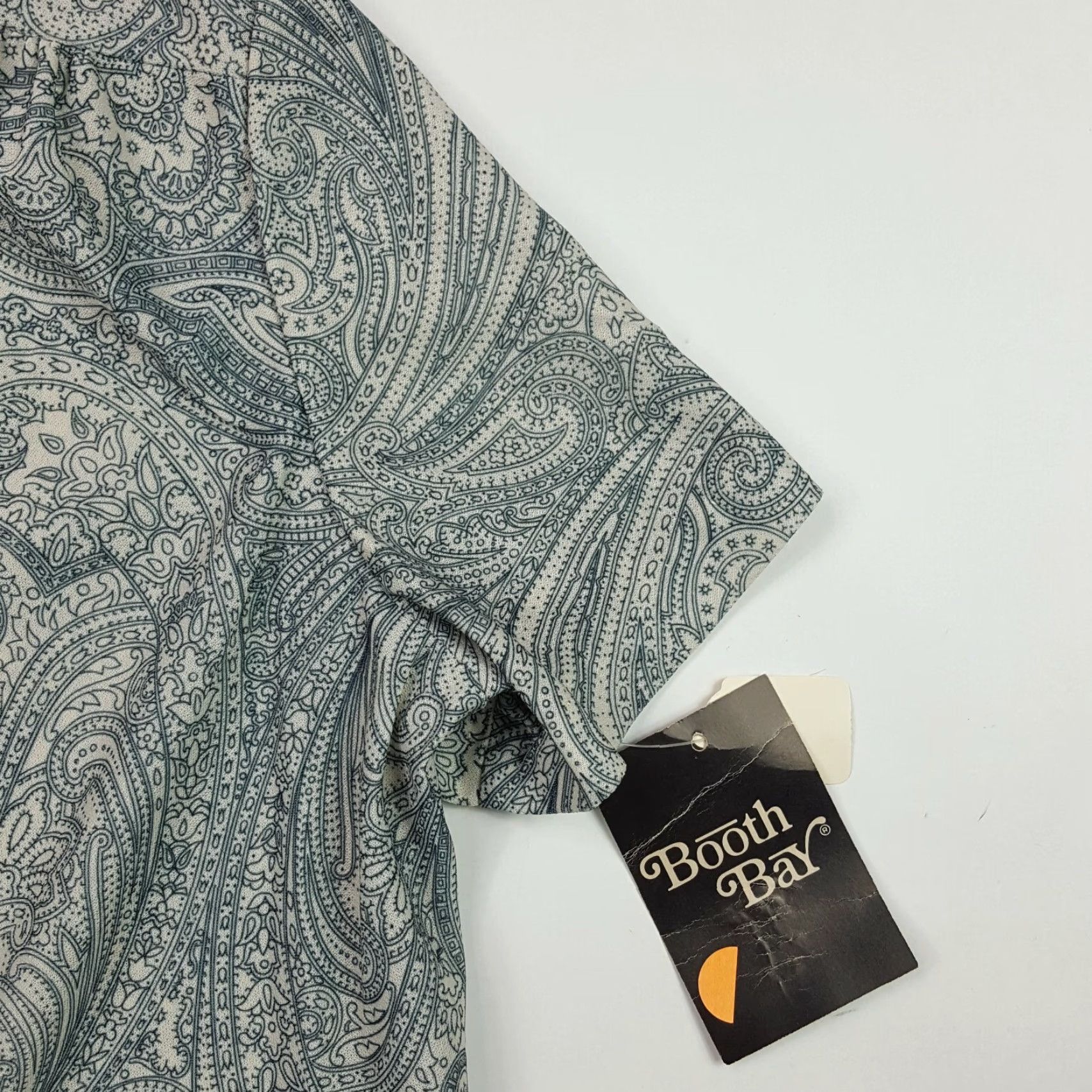 Vintage VINTAGE Booth Bay Button-Up Shirt Womens Short Sleeve Tie Neck Gray 12 80s 90s Preppy Golf Tennis Casual Knit Polyester Solid Retro Size XL / US 12-14 / IT 48-50 - 3 Thumbnail