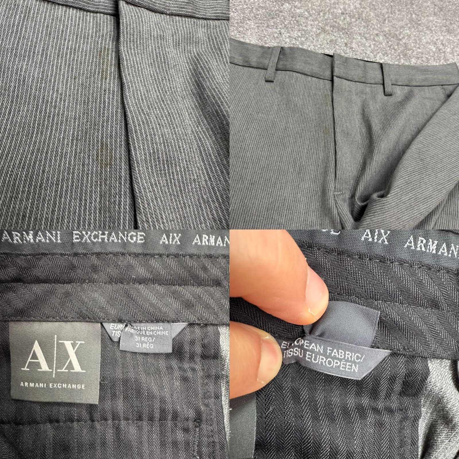 Armani Exchange A/X Armani Exchange Dress Pants Mens 31R Gray Pinstriped Straight Flat Front Size US 31 - 8 Thumbnail