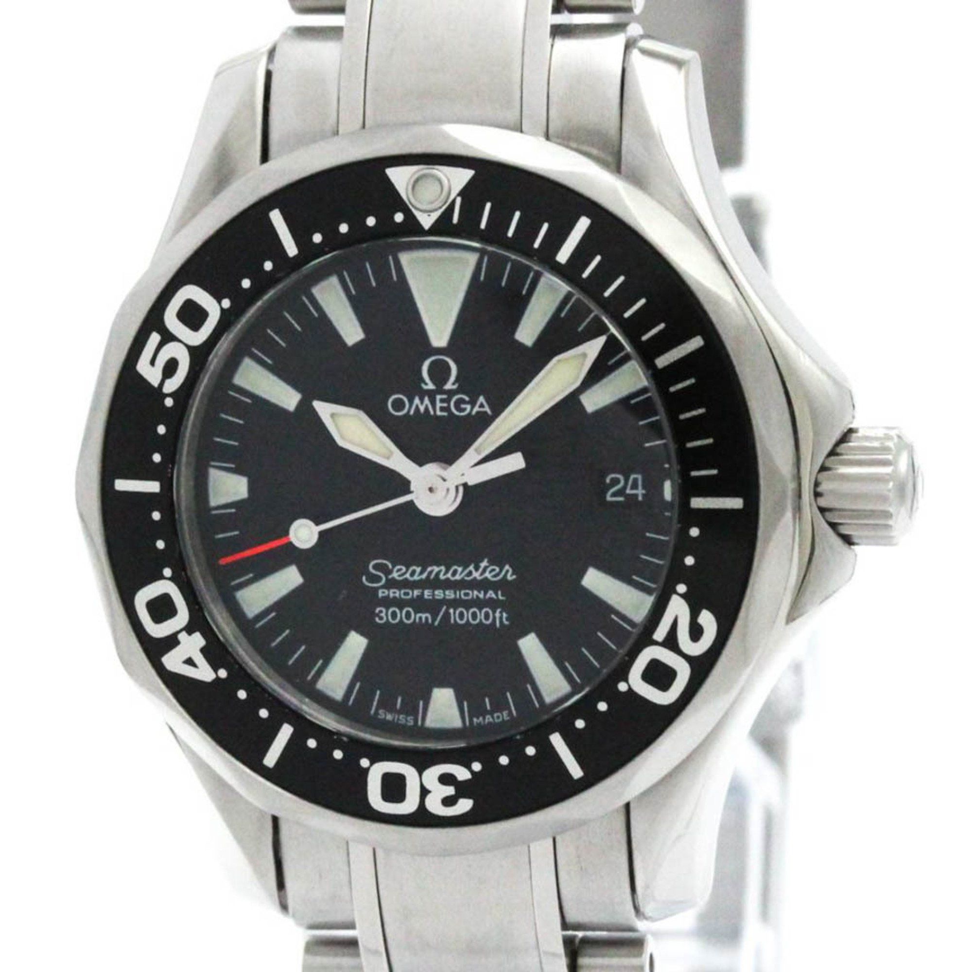 Polished Omega Seamaster Professional 300M Quartz Ladies Watch 2282.50 Bf582429 in Black, Women's