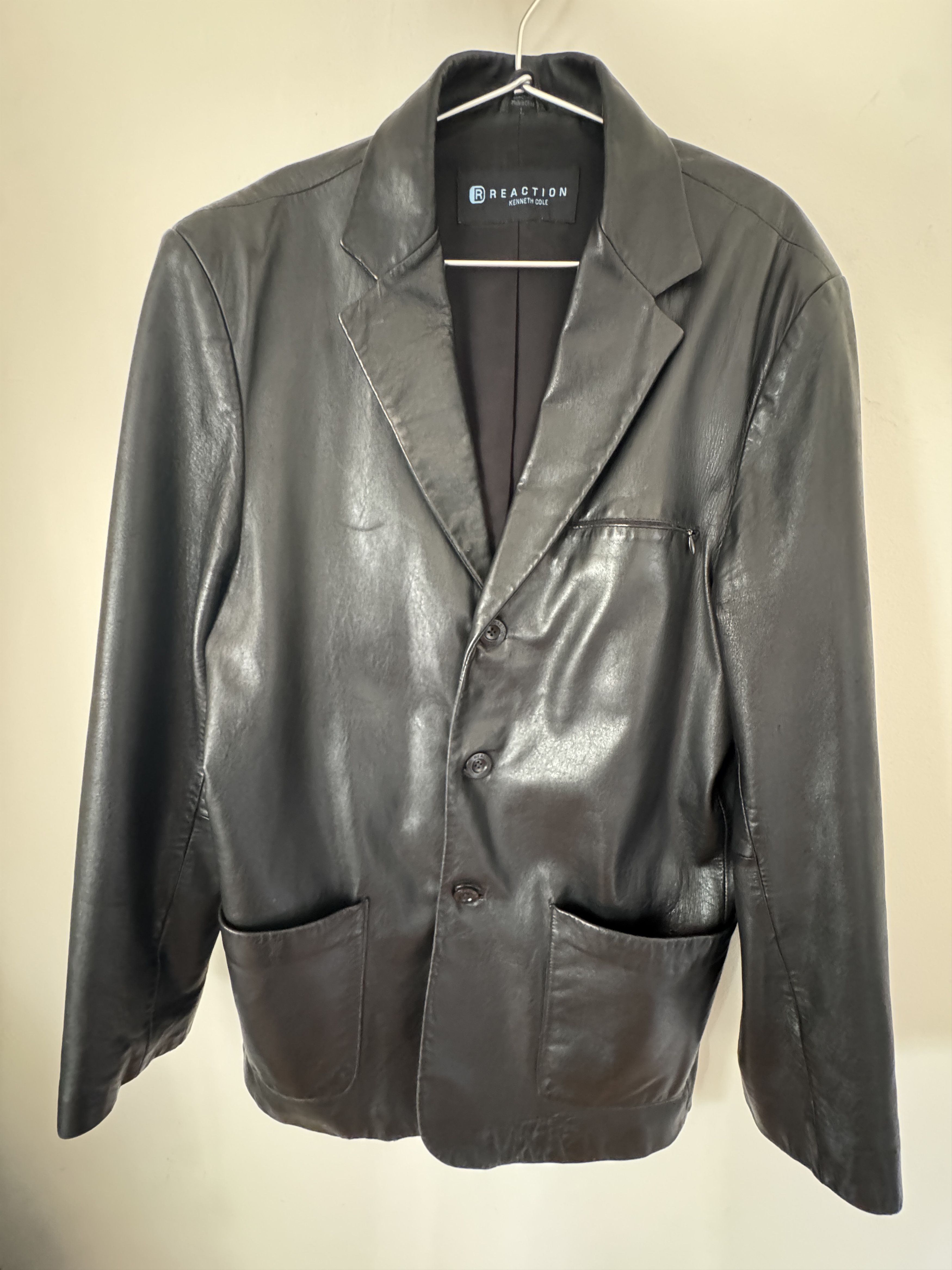 Kenneth Cole Tailored Genuine Leather Blazer w/pockets Size US L / EU 52-54 / 3 - 9 Thumbnail