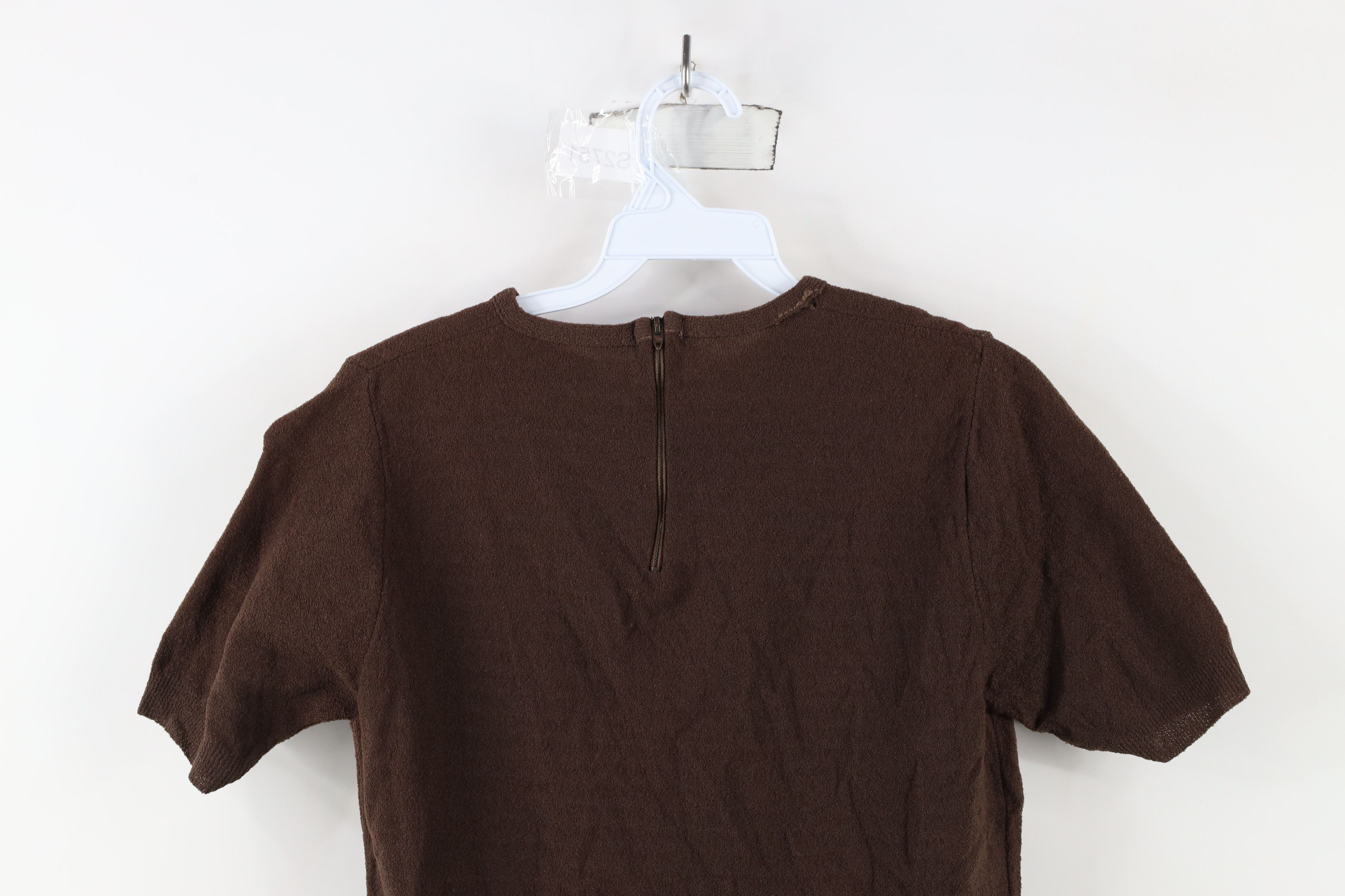 Vintage Vintage 60s 70s Streetwear Knit Back Zip T-Shirt Brown USA Size XS / US 0-2 / IT 36-38 - 11 Thumbnail