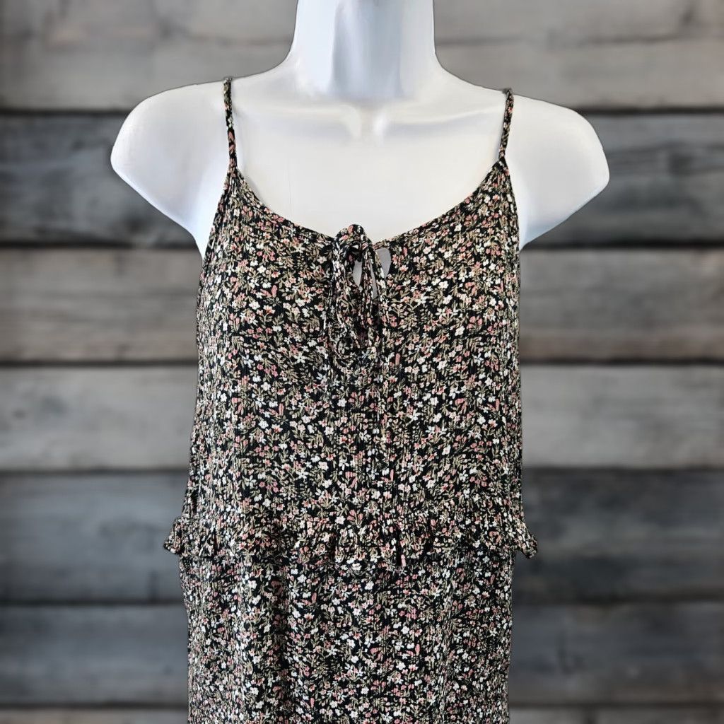 Vintage Gilli Womens Top Tank Spaghetti Strap Floral Green Pink Medium M Sleeveless Shirt Ladies Size M / US 6-8 / IT 42-44 - 1 Thumbnail
