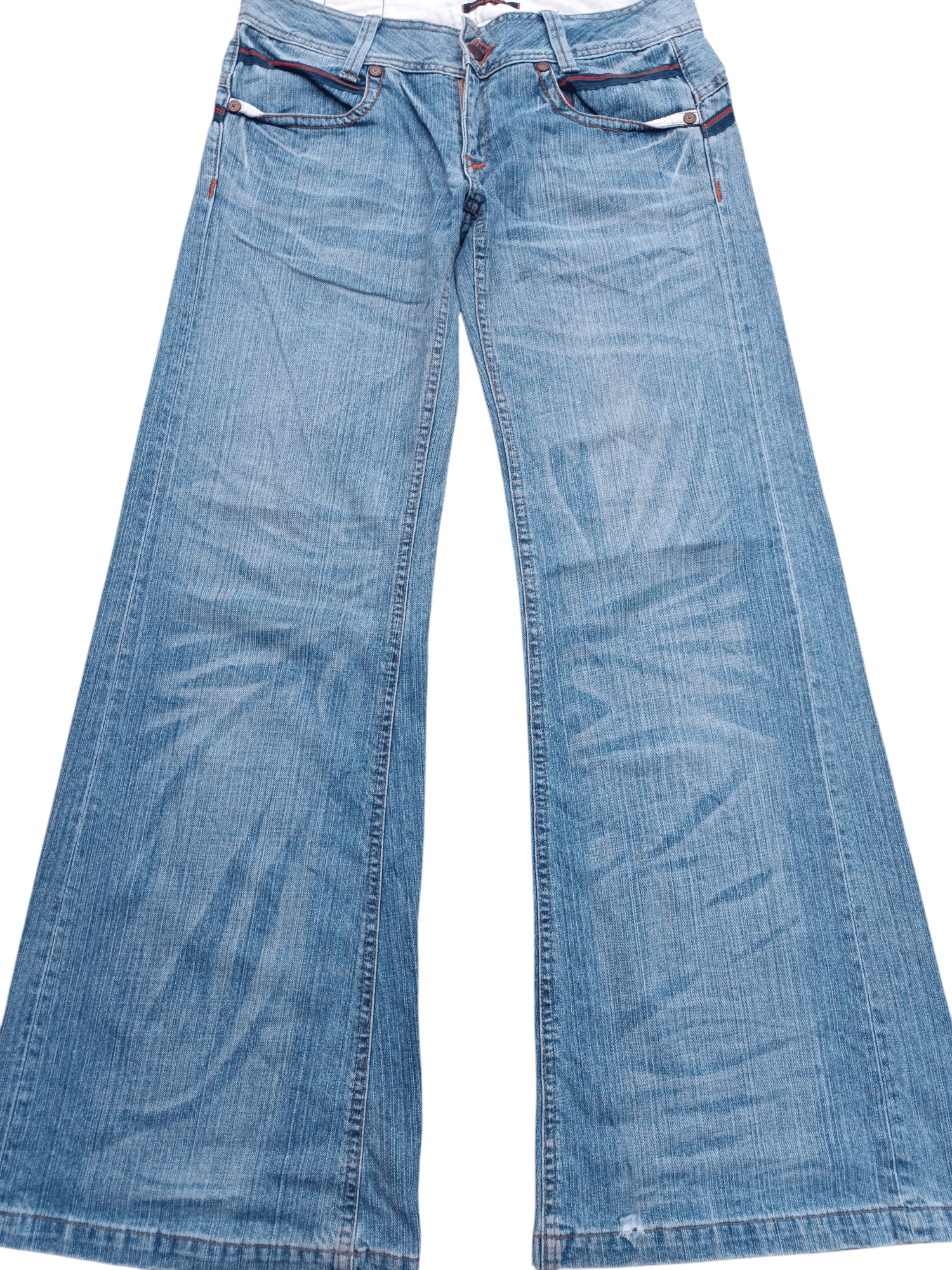 Japanese Brand SUPER FLARED🔥Et Boite Whiskers Faded Low Rise Boot Cut Size US 32 / EU 48 - 3 Thumbnail