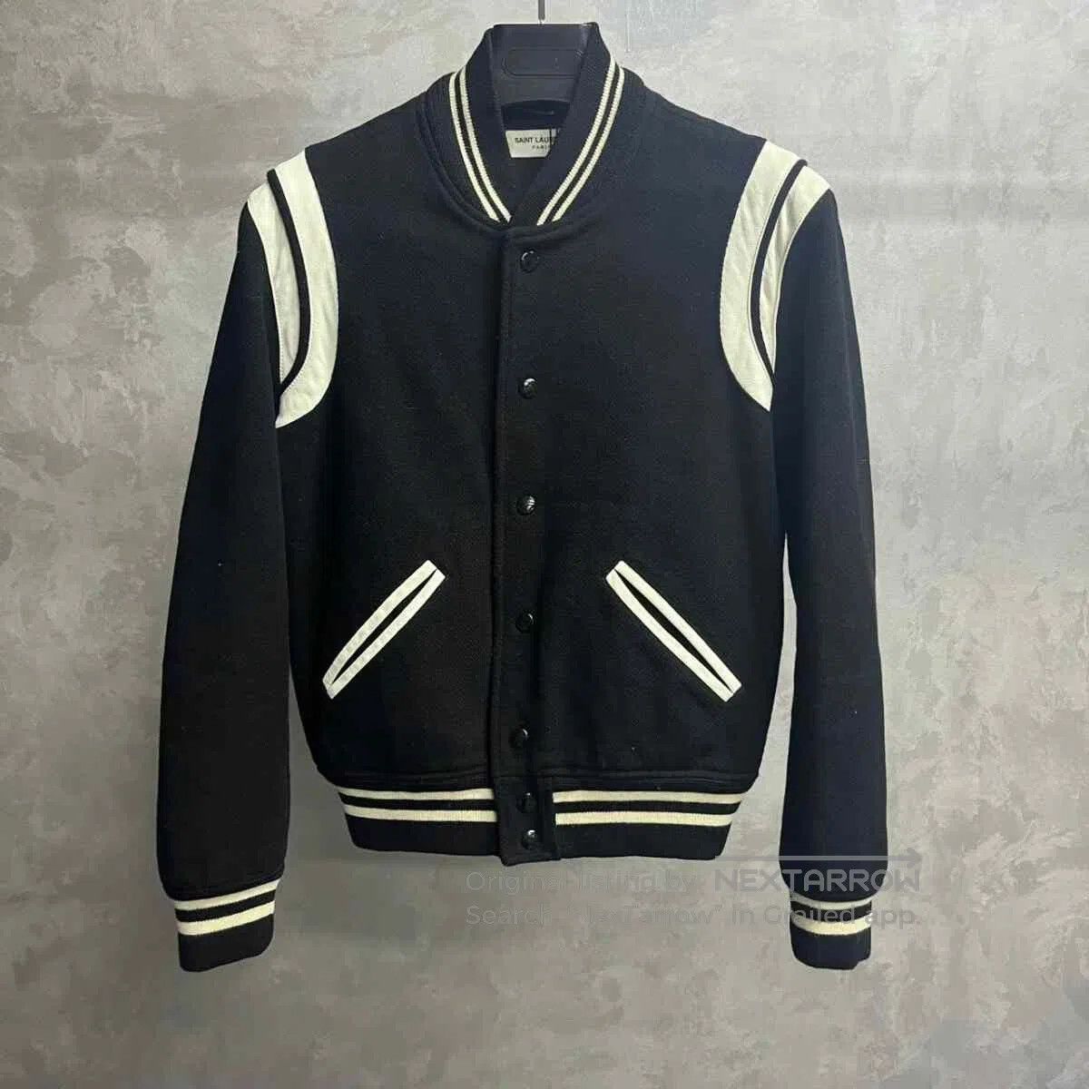 Saint Laurent Paris Saint Laurent Black Striped Varsity Jacket. Size US M / EU 48-50 / 2 - 1 Thumbnail