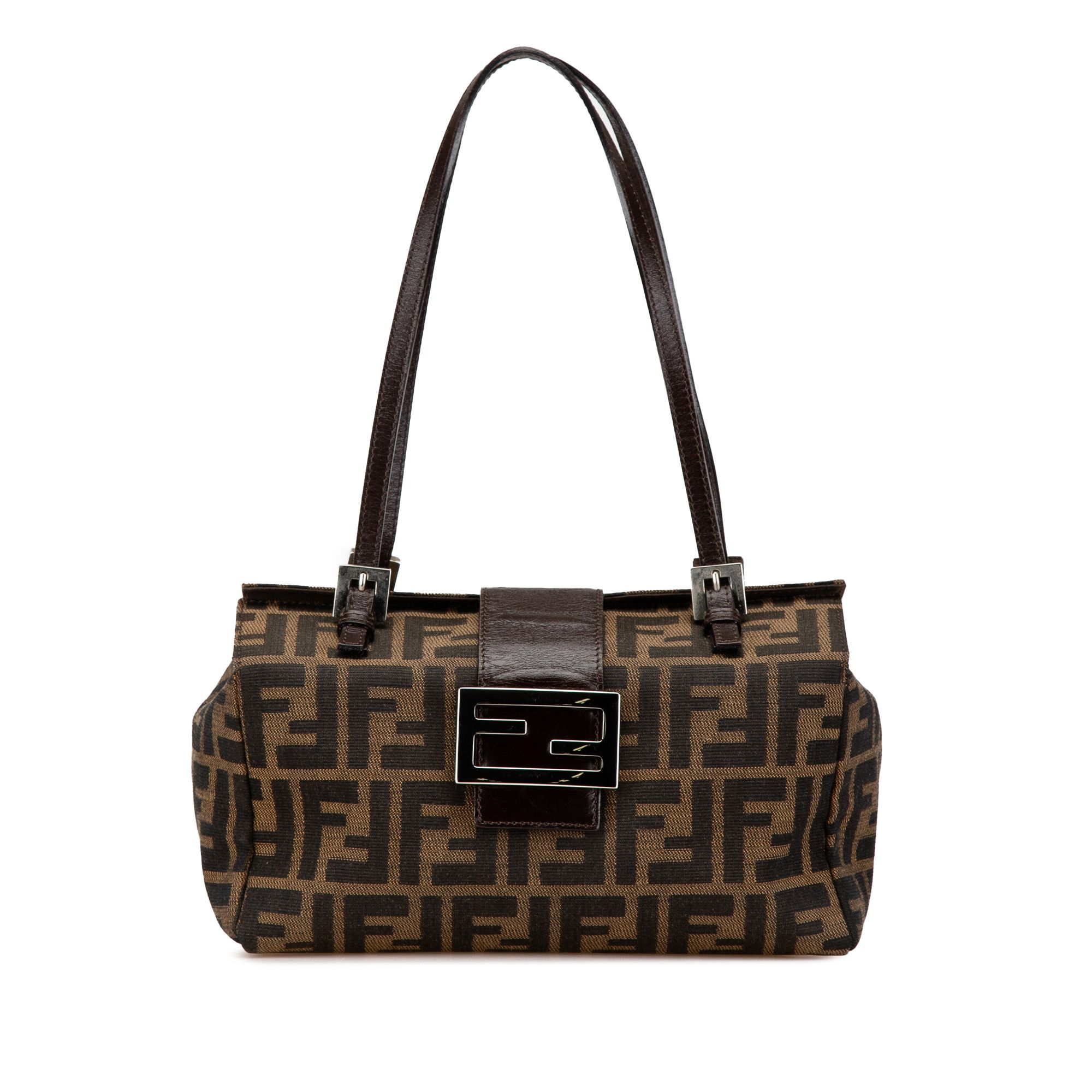 Fendi Zucca Canvas Bento Box Shoulder Bag in Brown, Women's